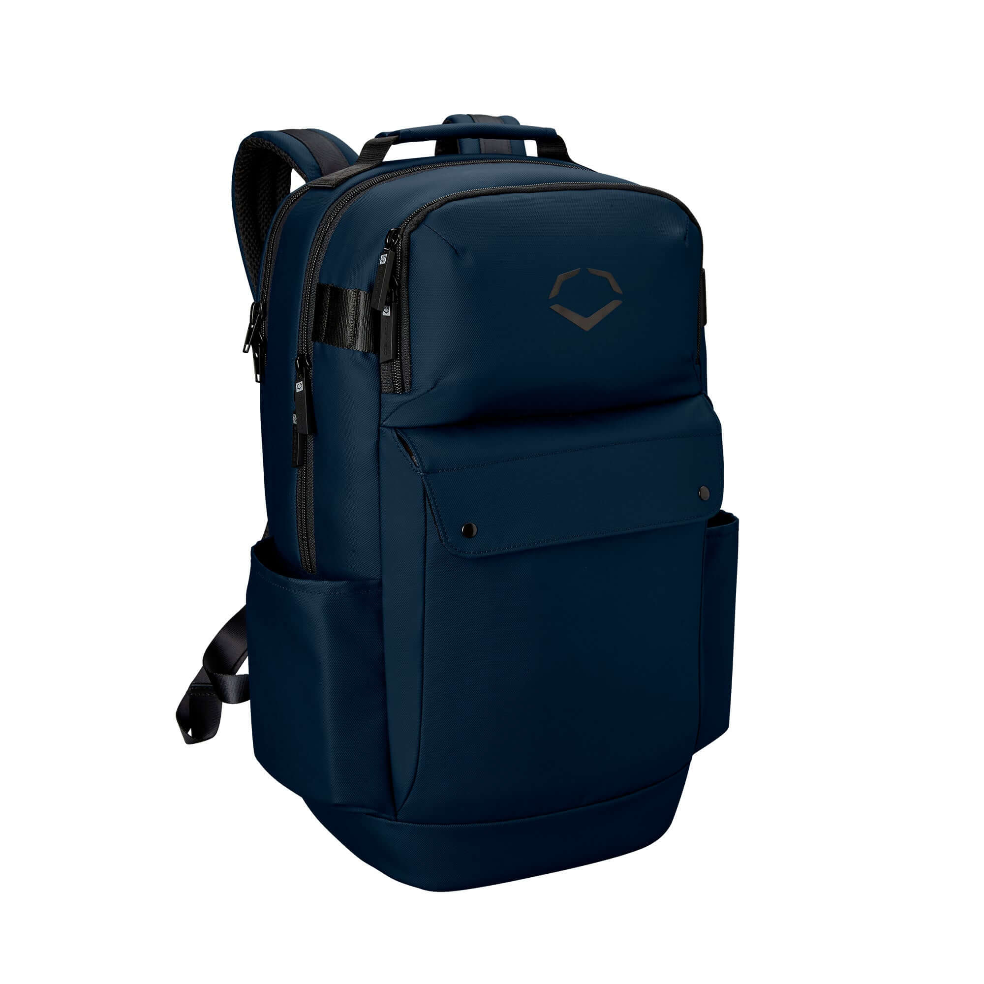 EvoShield Exec Backpack in navy, featuring spacious compartments and a sleek design for travel and daily use.