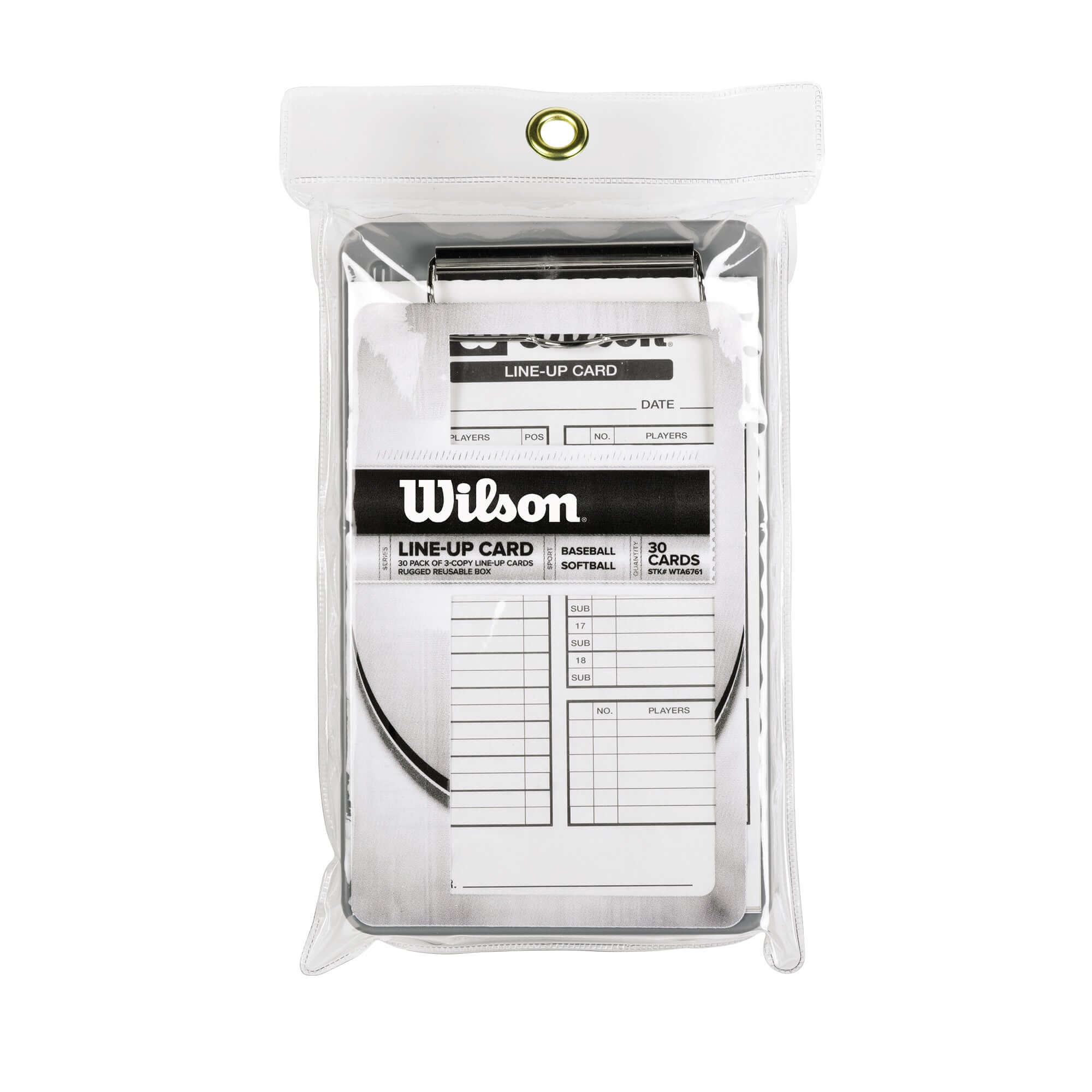 Wilson 3x Line-Up Cards pack in a plastic holder, designed for sharing baseball and softball lineups easily.