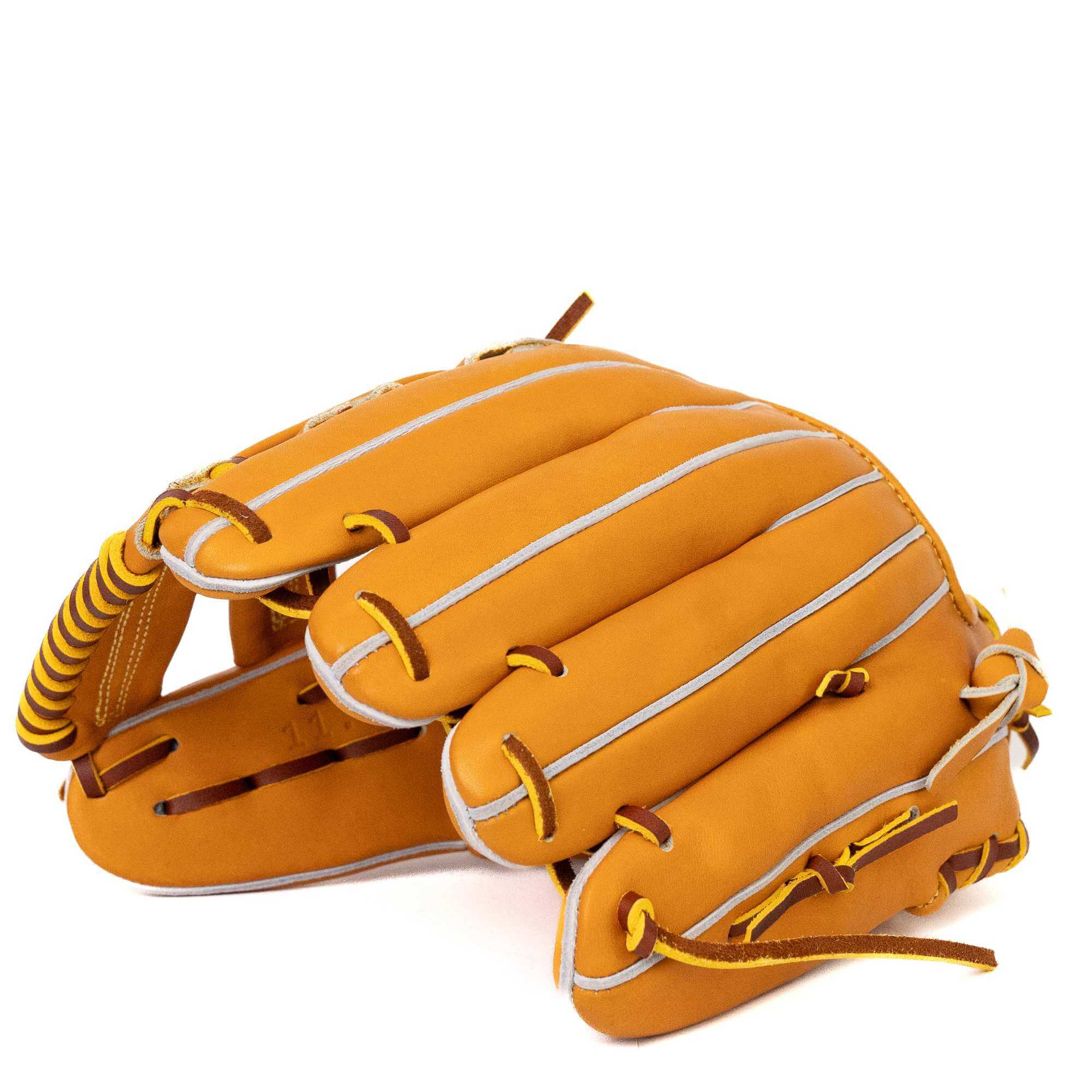 Jax Fielding Glove EN-7 infield H web tan RHT 11.75" showcasing flexible design and deep pocket for precision play.