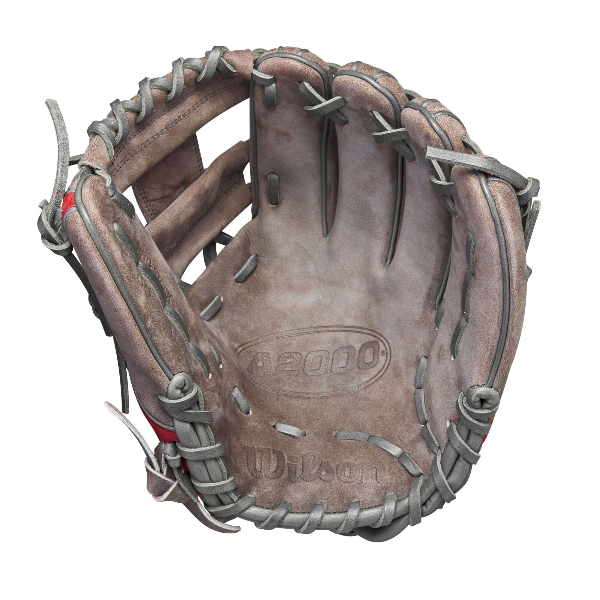 Wilson A2000 Glove of the Month December 2023 PF88, 11.25” infield glove with Coal and Red Pro Stock® leather.