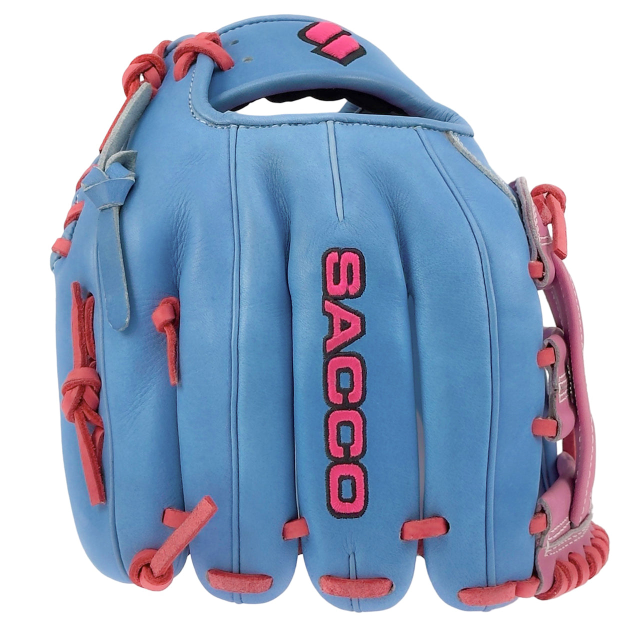Sacco Ultra Smooth Pro Grade Kip Cotton Candy H-Web 11.5 baseball glove, perfect for elite infielders seeking comfort and durability.