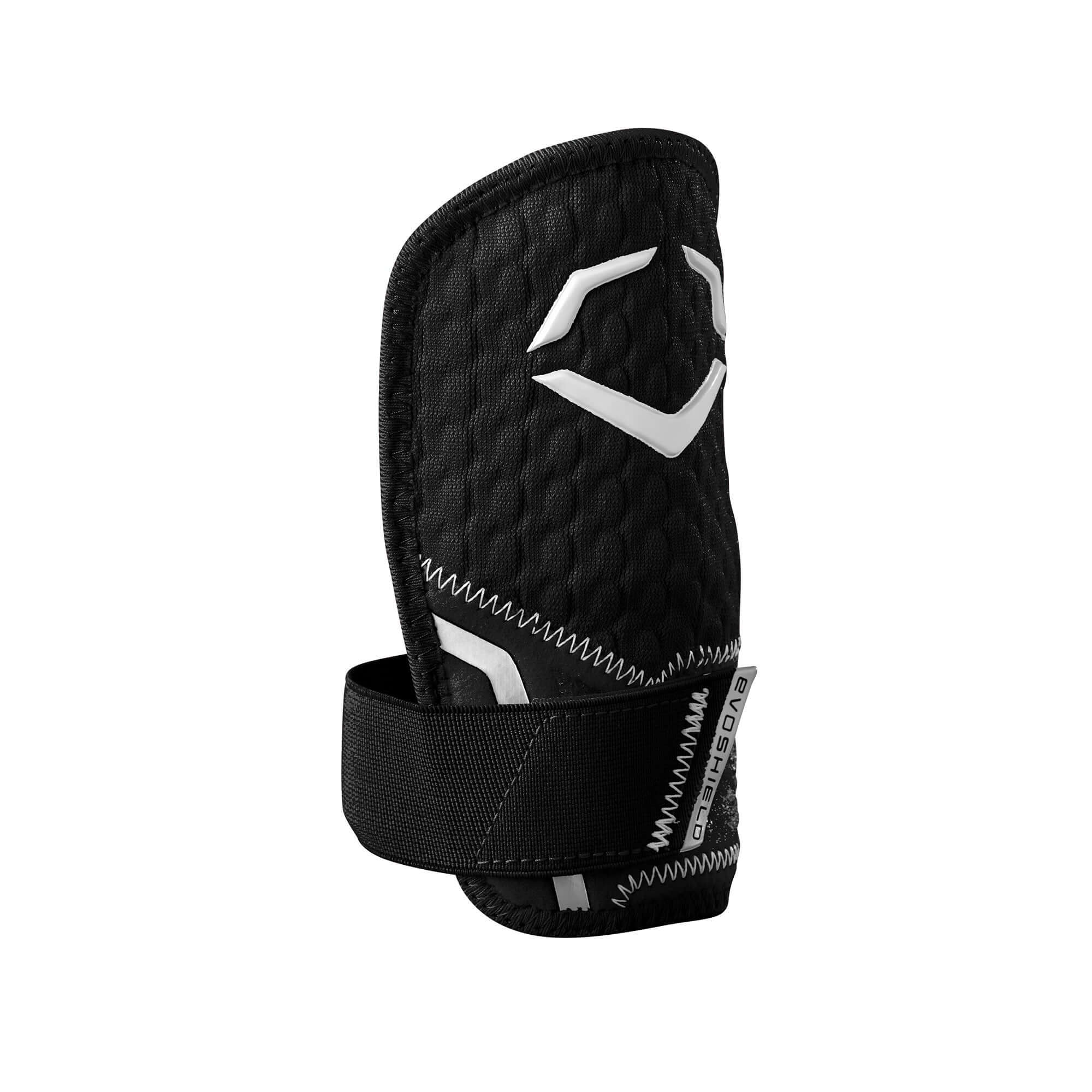 Evoshield Pro-SRZ 2.0 Batter’s Hand Guard in black with Gel-to-Shell® Technology for ultimate protection at the plate.