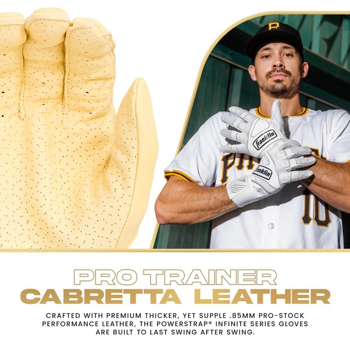 Franklin Adult Infinite Powerstrap Batting Gloves - Vanilla/Gold