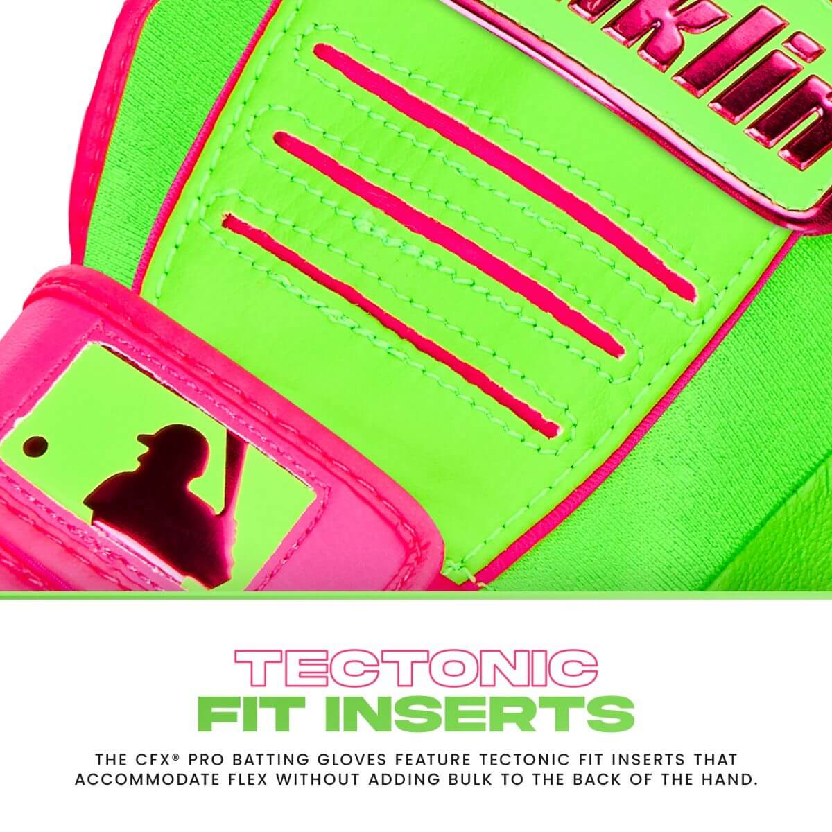 Franklin Youth CFX Pro Batting Gloves with Tectonic Fit Inserts in vibrant watermelon color.