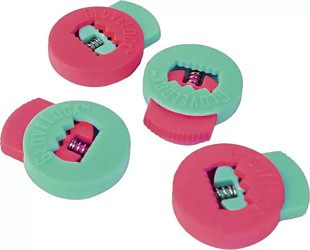 All-Star Glovelocks 4 Pack Lace Clips Limited Edition in red and teal colors displayed on a white background.