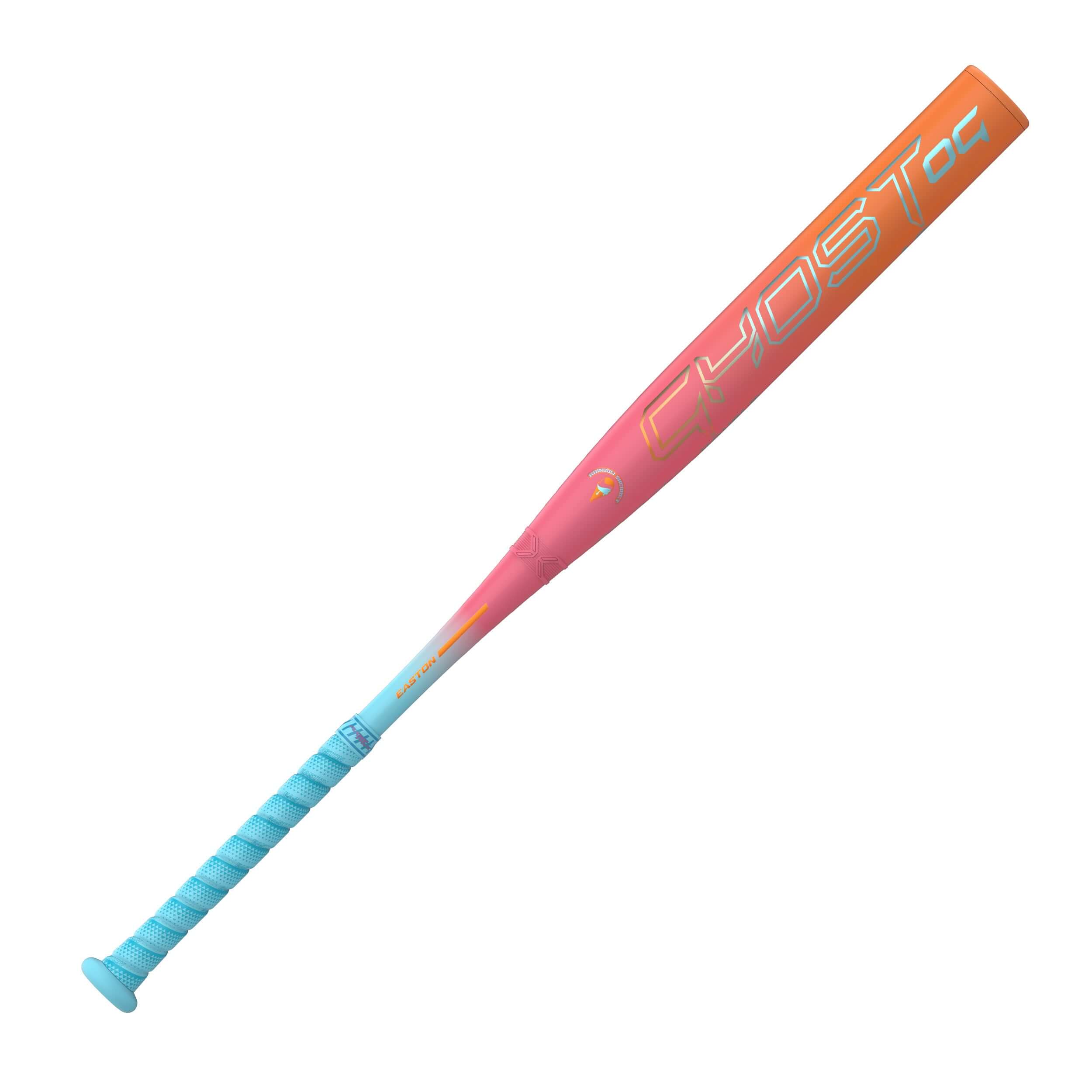 Front view of 2026 Easton Ghost OG Rainbow Sherbet Fastpitch Bat featuring Double Barrel construction
