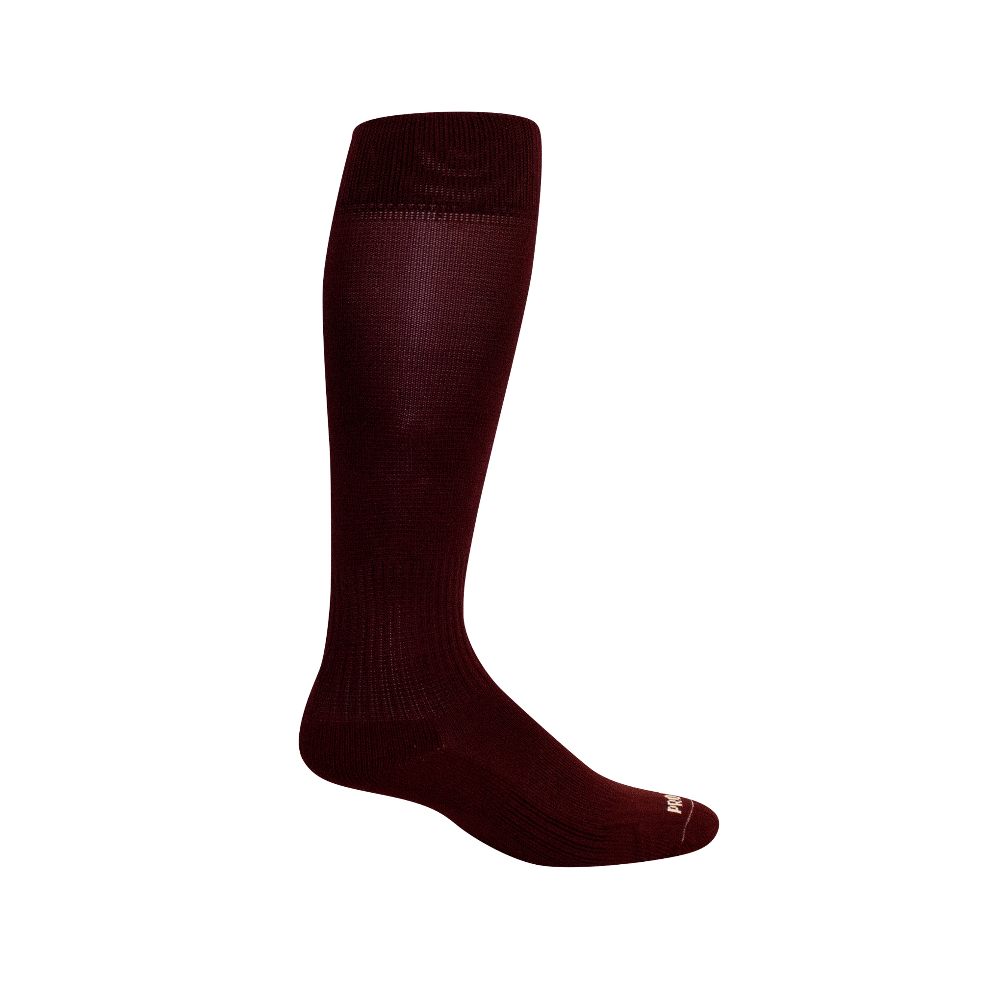 Pro Feet Performance Over-the-Calf socks in burgundy, featuring moisture-wicking, arch support, and full cushion foot design.