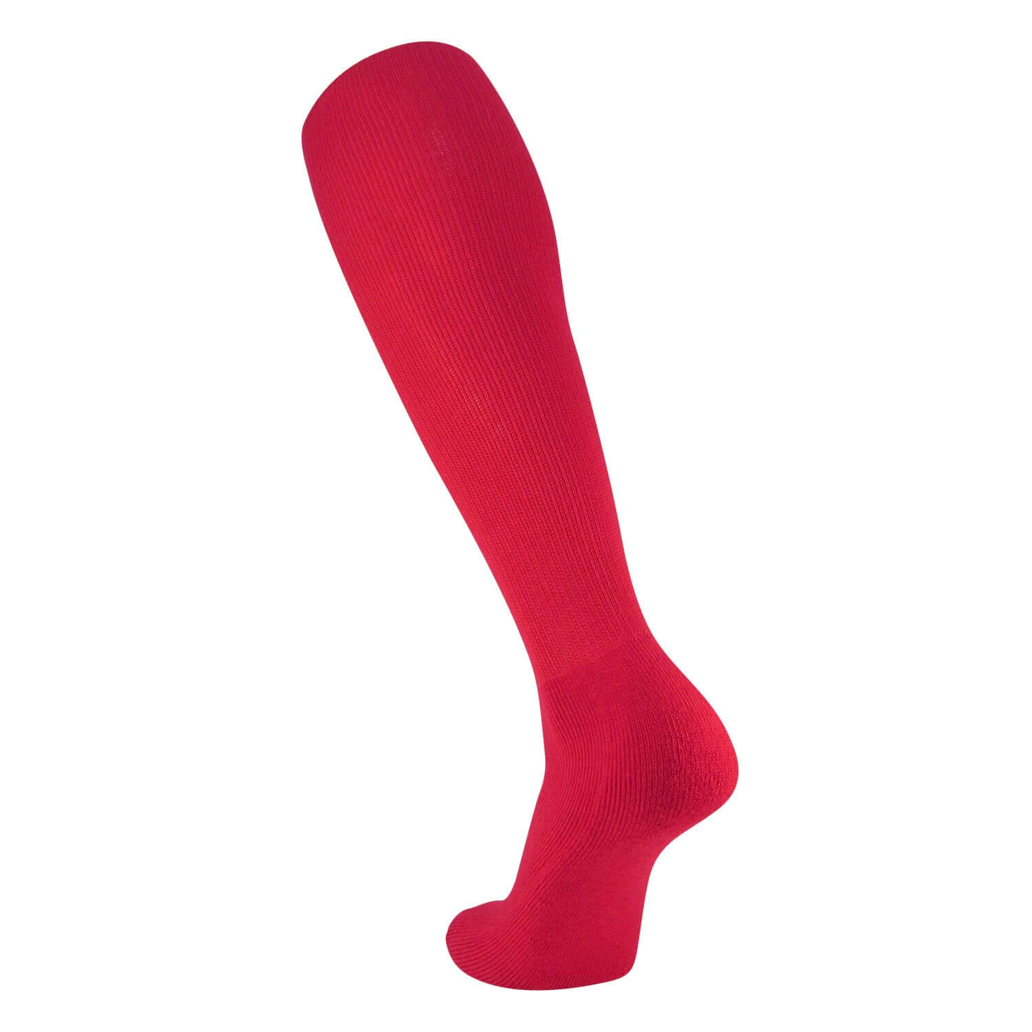 TCK Tube Sock Scarlet showcasing a bold red color and over-calf design for comfort and style during sports activities.