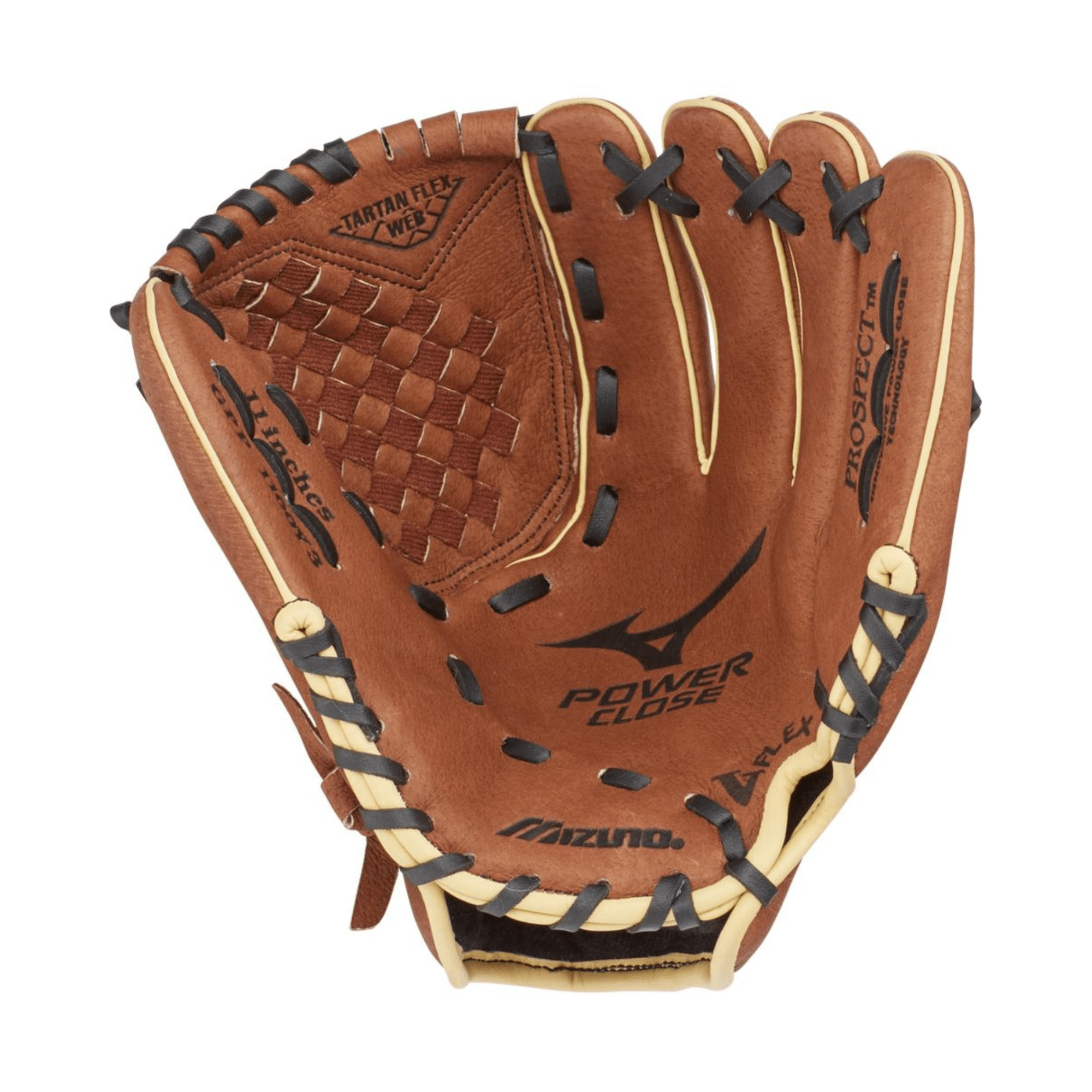Mizuno GPP1100Y3 RH Chestnut baseball glove with full-grain pigskin leather.