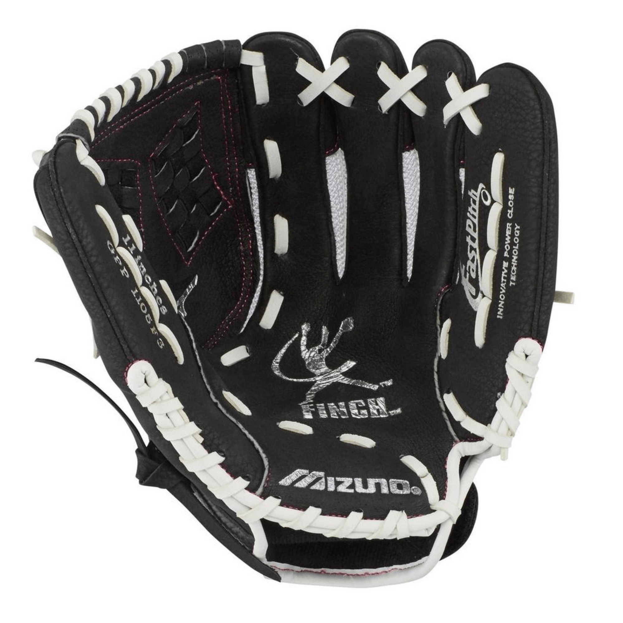 Mizuno GPP1005F3 Prospect Finch 10 RH White/Black baseball glove, Jennie Finch model.
