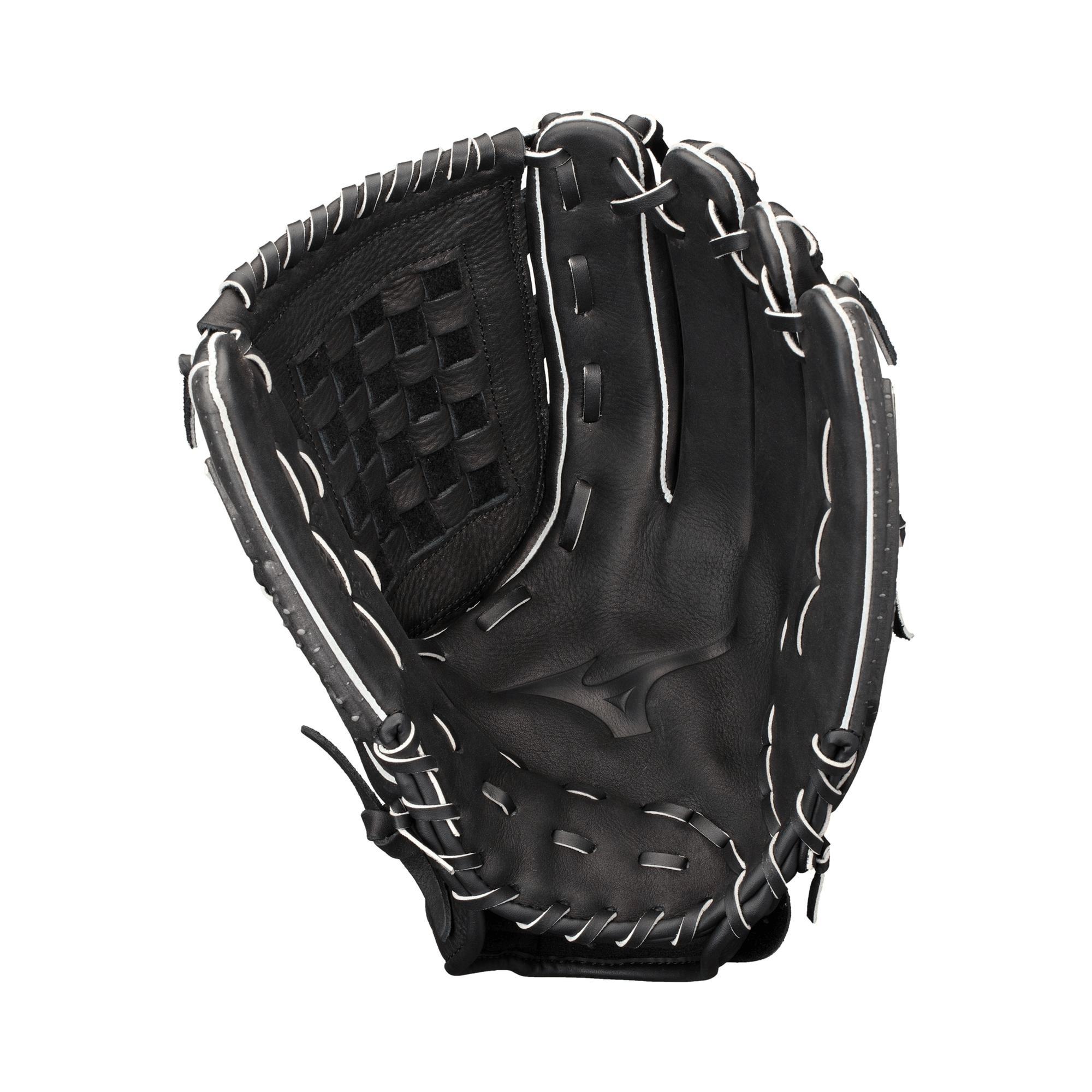Mizuno GTF1400 Techfire SP 14 Black-Silver LHT softball glove with hybrid construction.