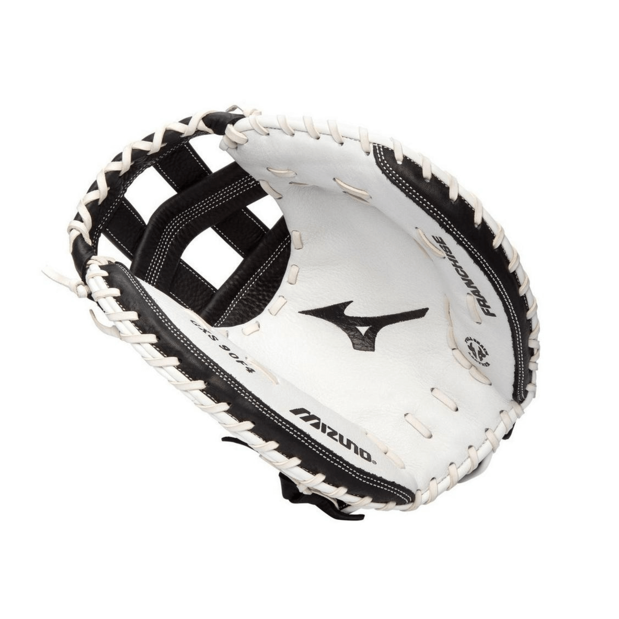Mizuno GXS90F4 Franchise FPCM 34 RH Black fastpitch glove with full-grain leather shell