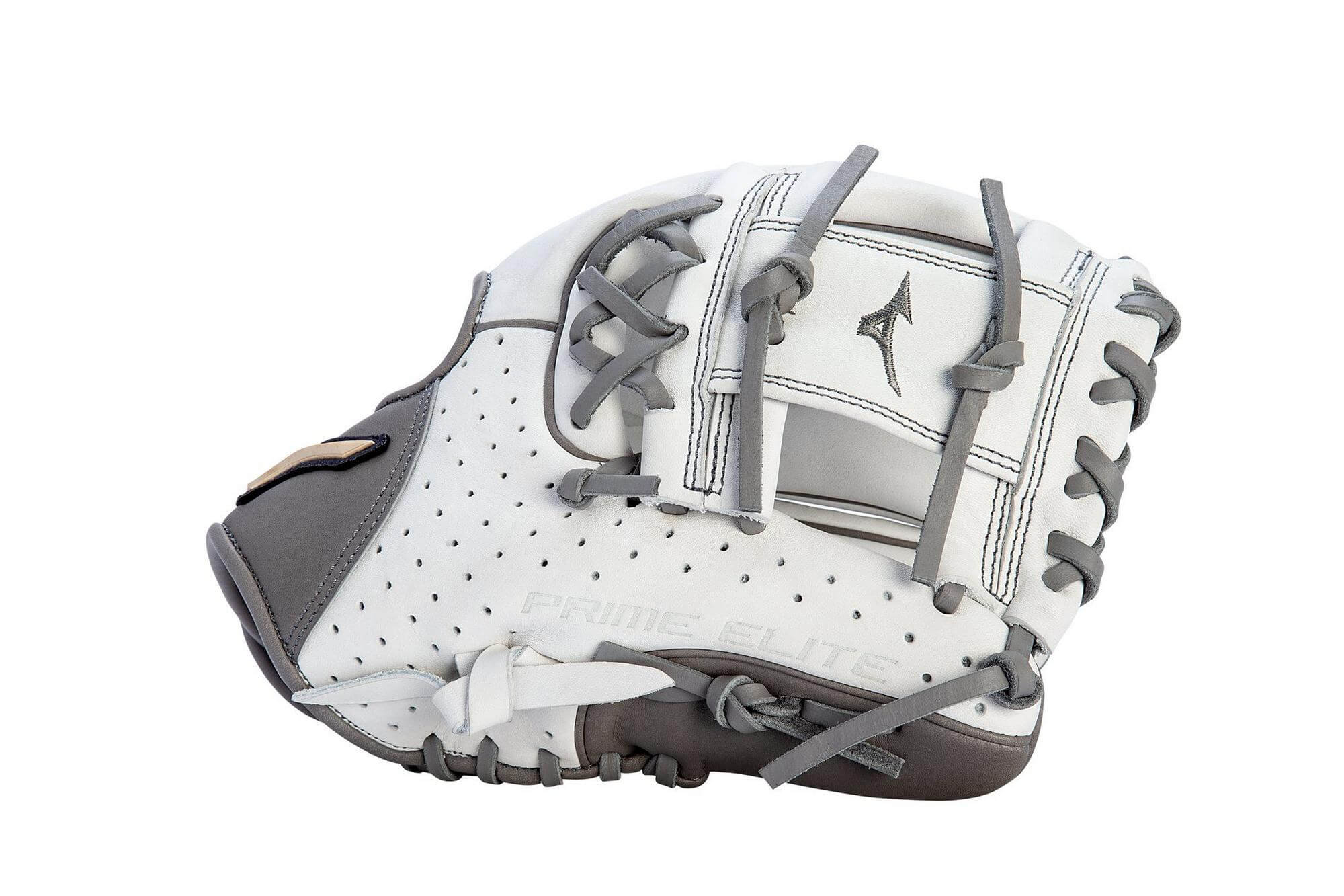 Mizuno Prime Elite 11.5 FP Softball Glove, White-Grey, Right Hand, UltraSoft Pro Palm Liner, Finger Core Technology.
