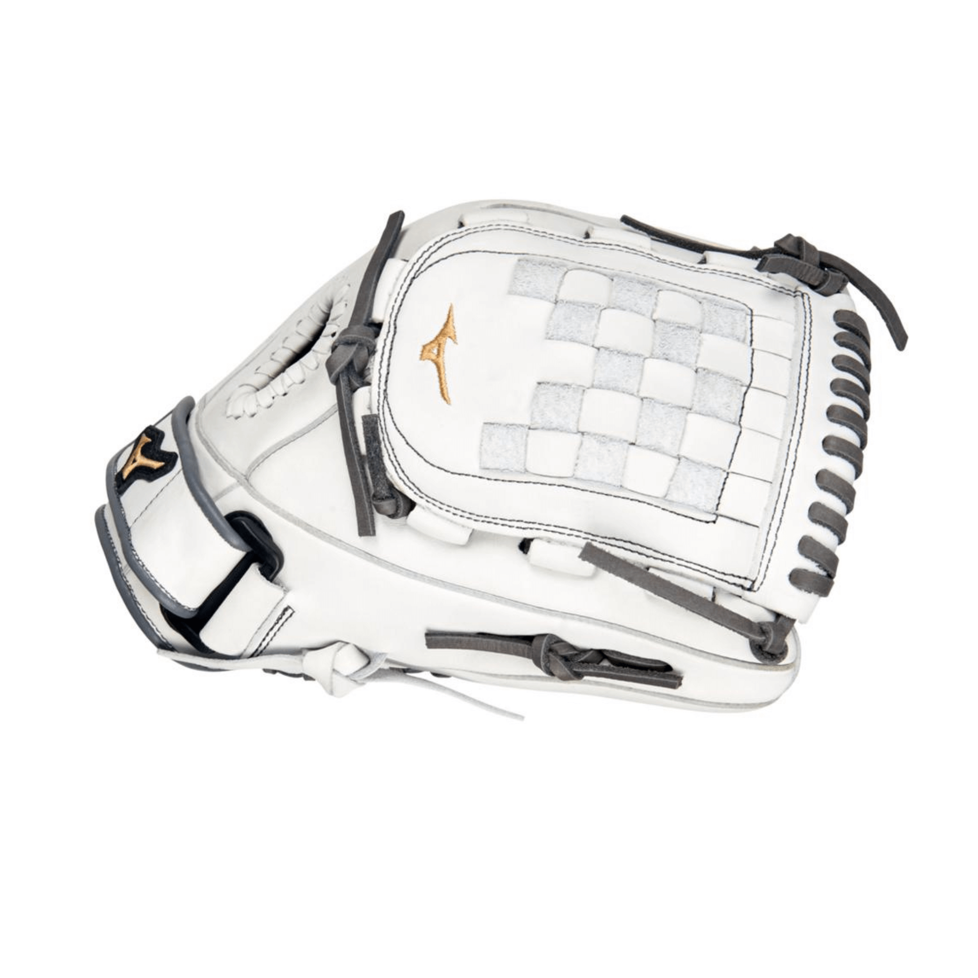 Mizuno MVP Prime FP 12 Softball Glove – White-Grey, Right Hand, crafted with Bio Soft Leather.
