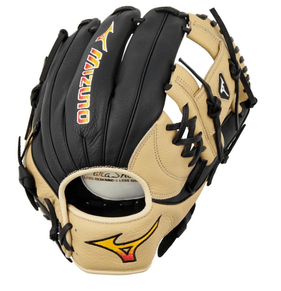 Mizuno GFN1150B5 Franchise Infield Baseball Glove 11.5" RHT in black and tan, showcasing premium full-grain leather and expert design.
