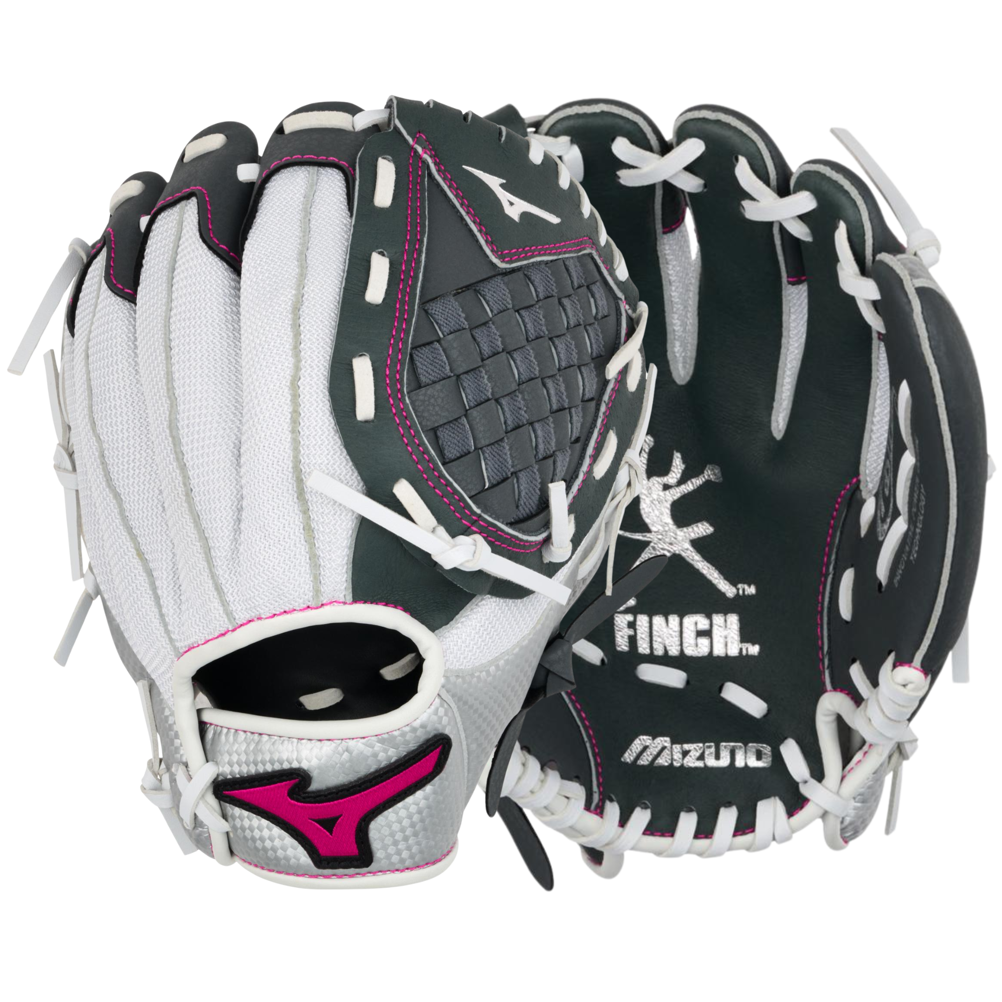 Mizuno GPP1000F4 Prospect Finch Series Youth 10" Softball Glove front and back view with Tartan Flex Web.