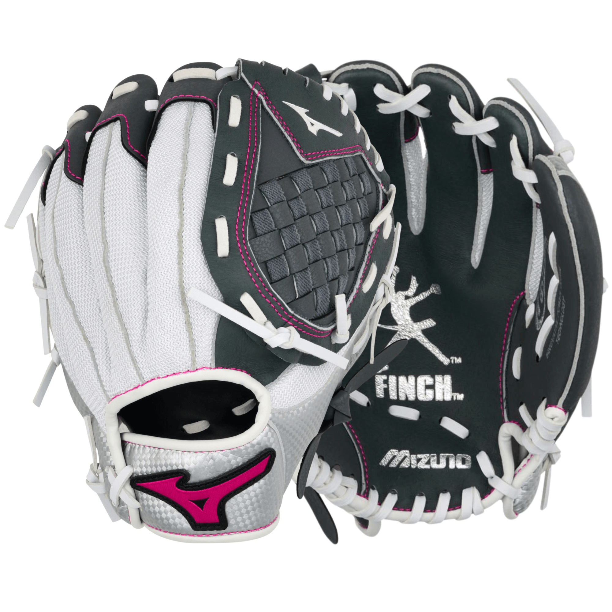 Mizuno GPP1000F4 Prospect Finch Series Youth 10" Softball Glove front and back view with Tartan Flex Web.