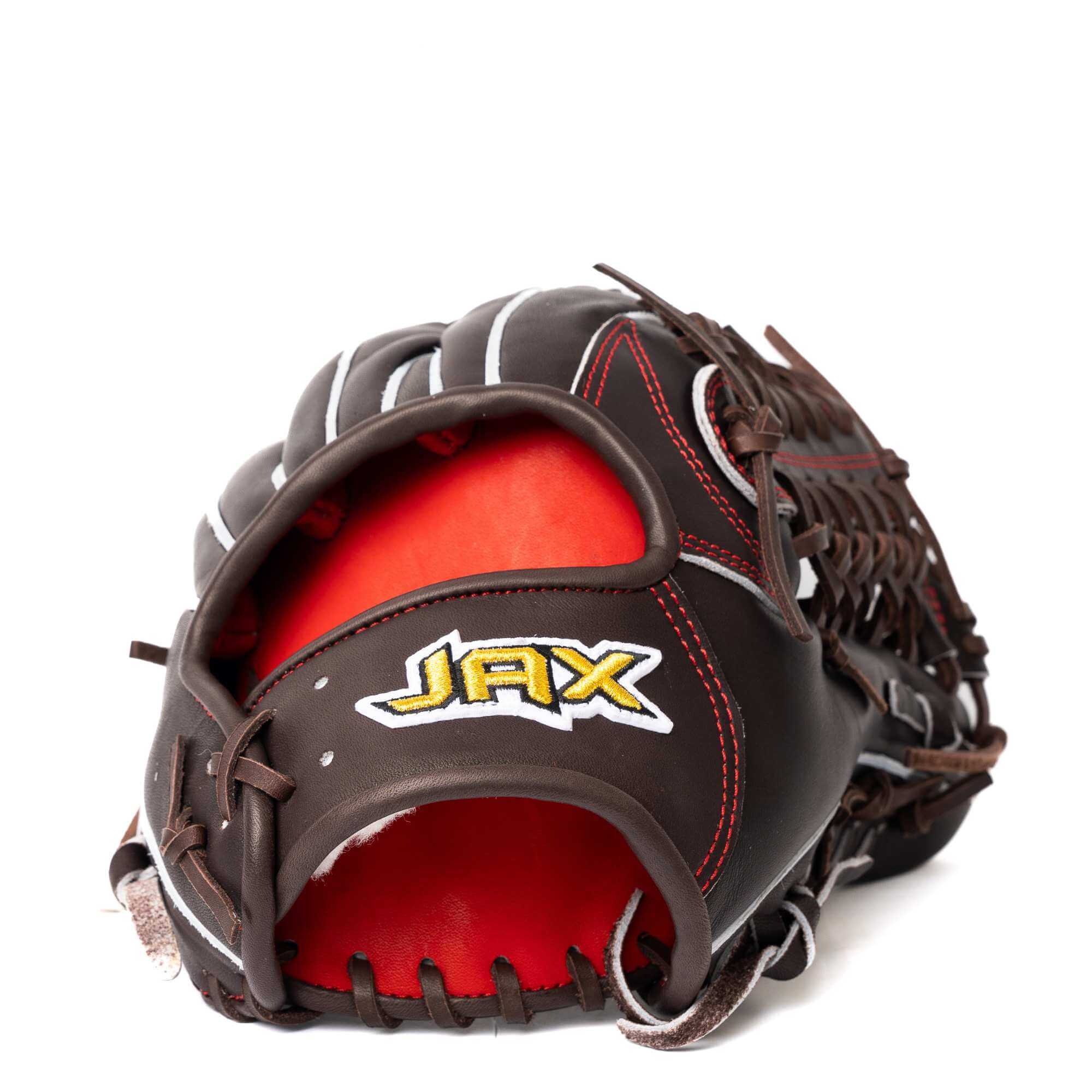 Jax Fielding Glove LJ-10 Chocolate Trap 12.5" featuring a deep pocket and secure thumb to pinky closure.