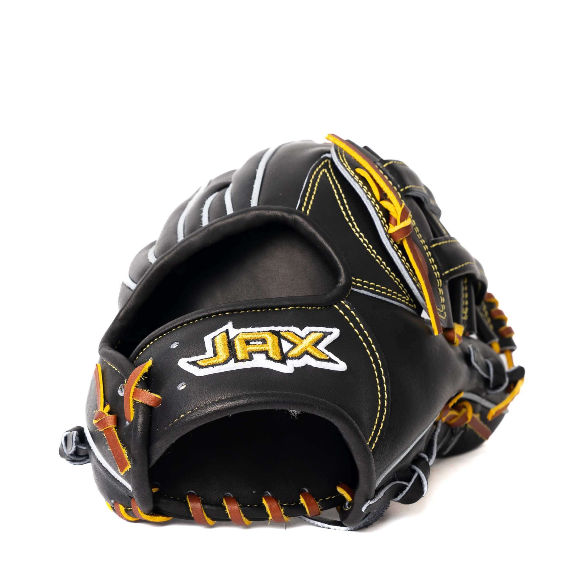 Jax LJ-10S black fielding glove H Web design, 12.25" size, premium steerhide leather for infield/outfield players.