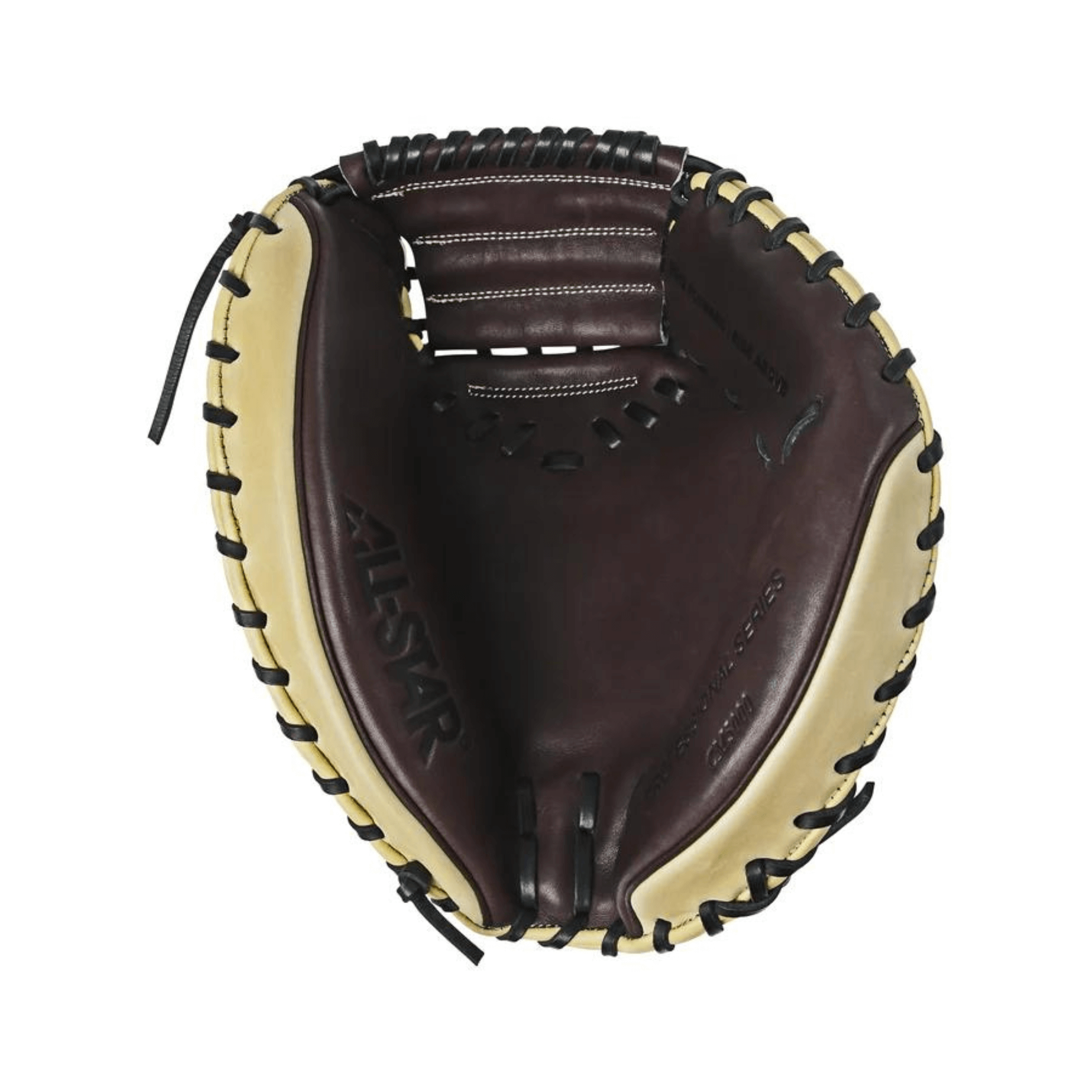 All-Star S7 ELITE™ Catcher's Mitt 34" RHT interior view showing deep pocket and premium rawhide construction.