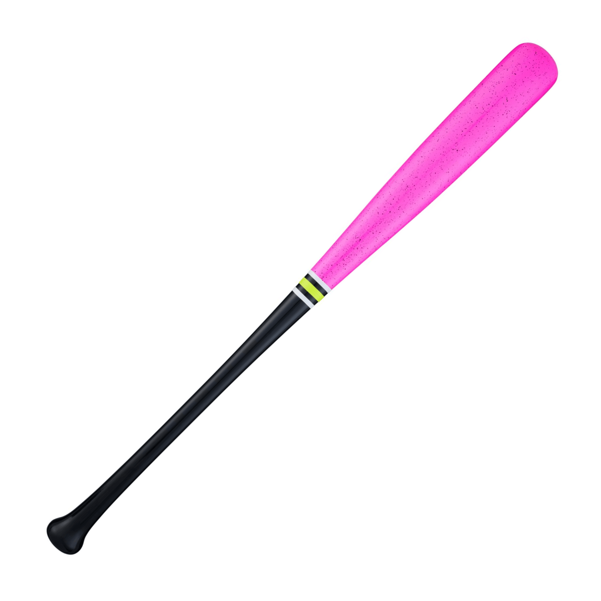 Mizuno Pro MZM 271 Pink Glo Maple wood bat back view showing grain structure and ink dot quality stamp