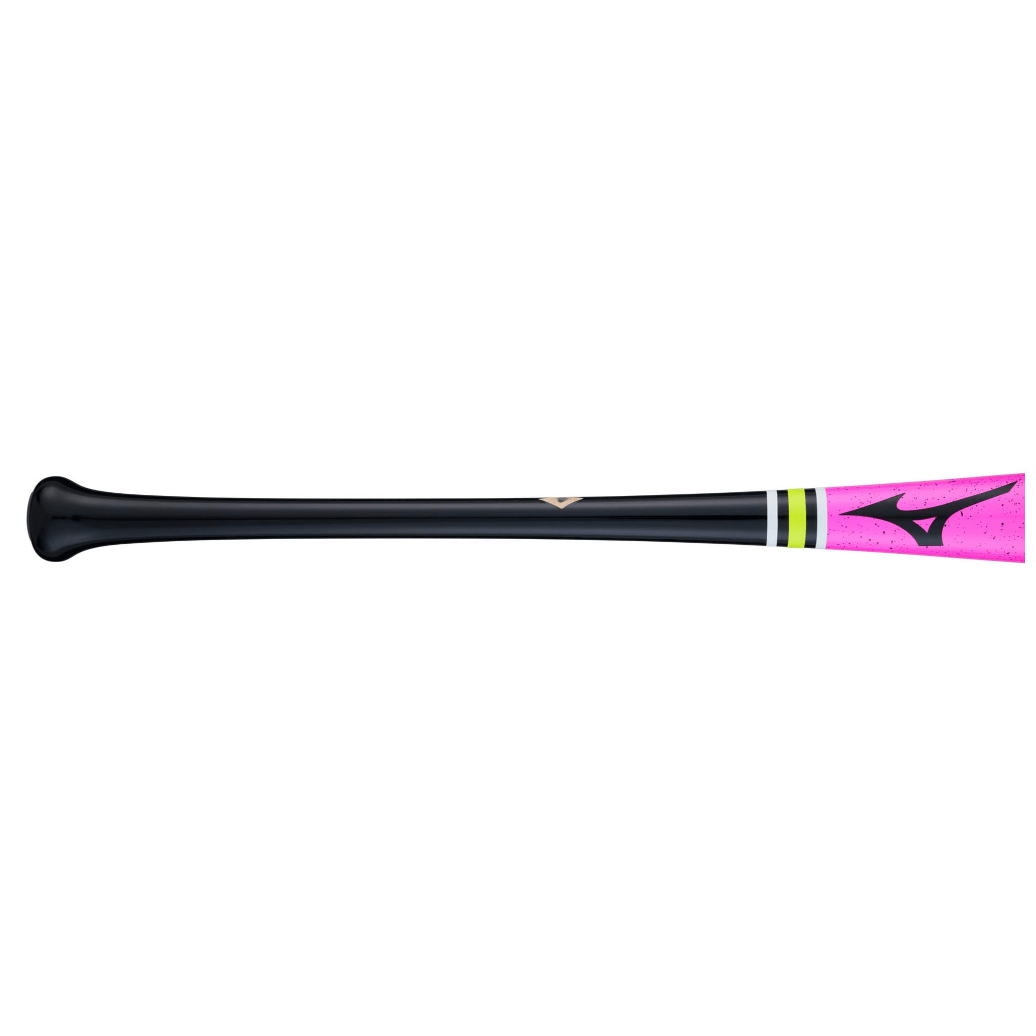 Mizuno Pro MZM 271 Pink Glo Maple wood bat knob close-up for balanced grip and swing control