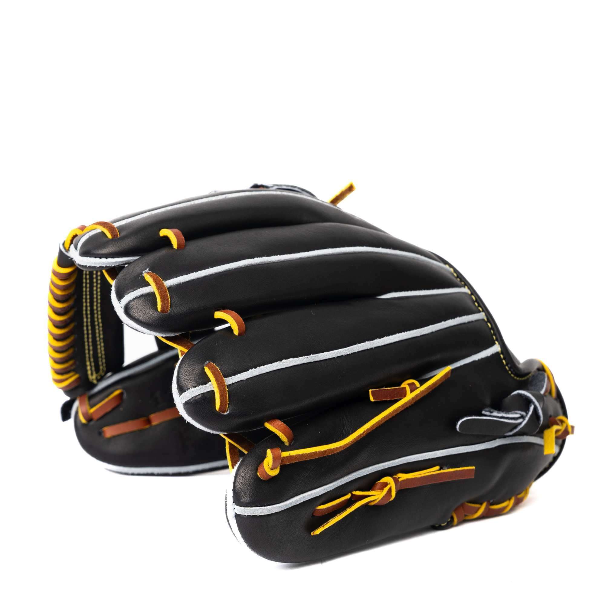 Close-up view of the fingers on Jax EN-7 Fielding Glove Black H Web 11.5-inch
