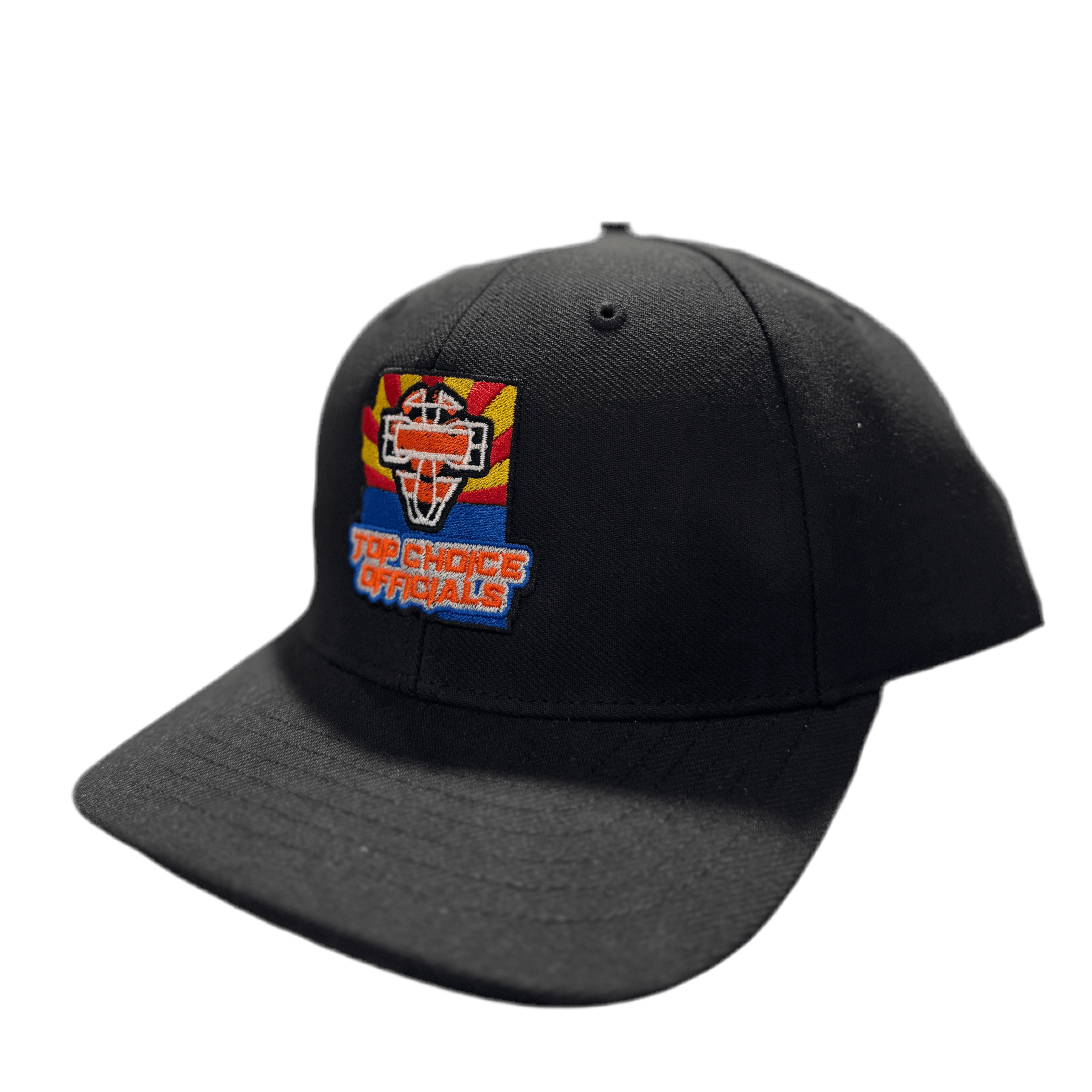 Richardson Top Choice 2026 black cap with embroidered logo, featuring a 4-stitch design for durability and style.
