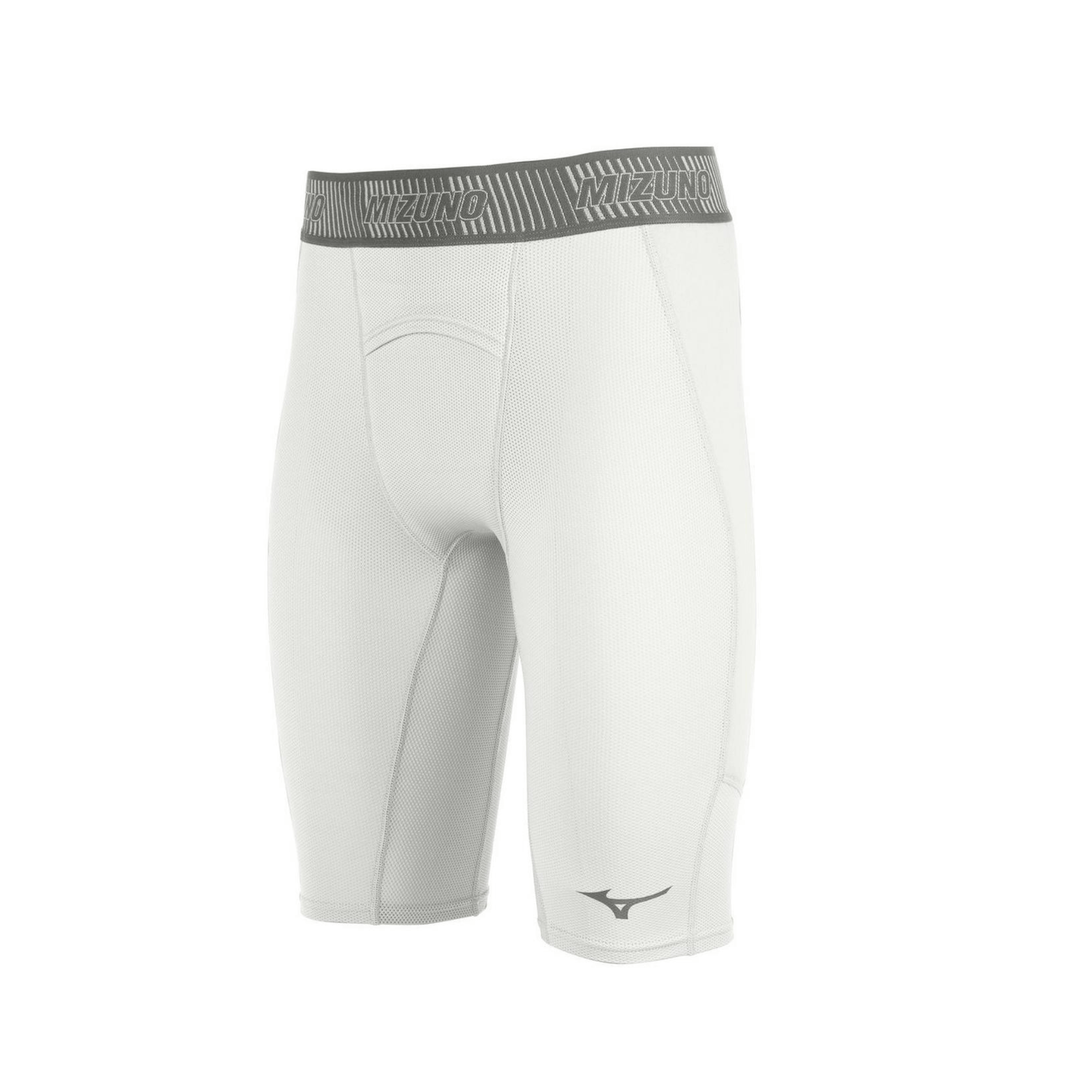 Mizuno Adult Aero Vent Padded Sliding Shorts in white, designed for cooling and protection during sports activities.