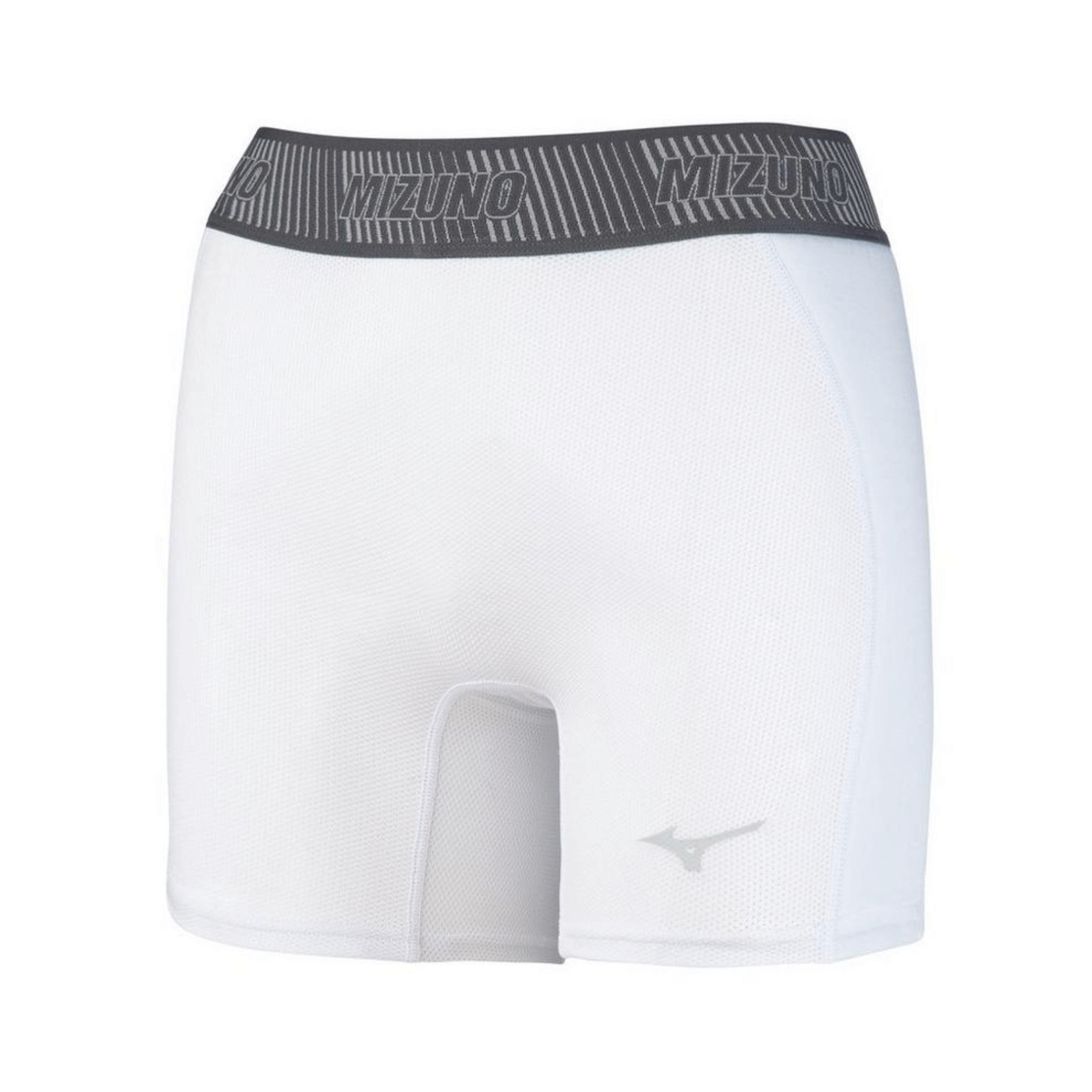 Mizuno Women's Aero Vent Padded Sliding Short in white with breathable mesh and protective foam padding.