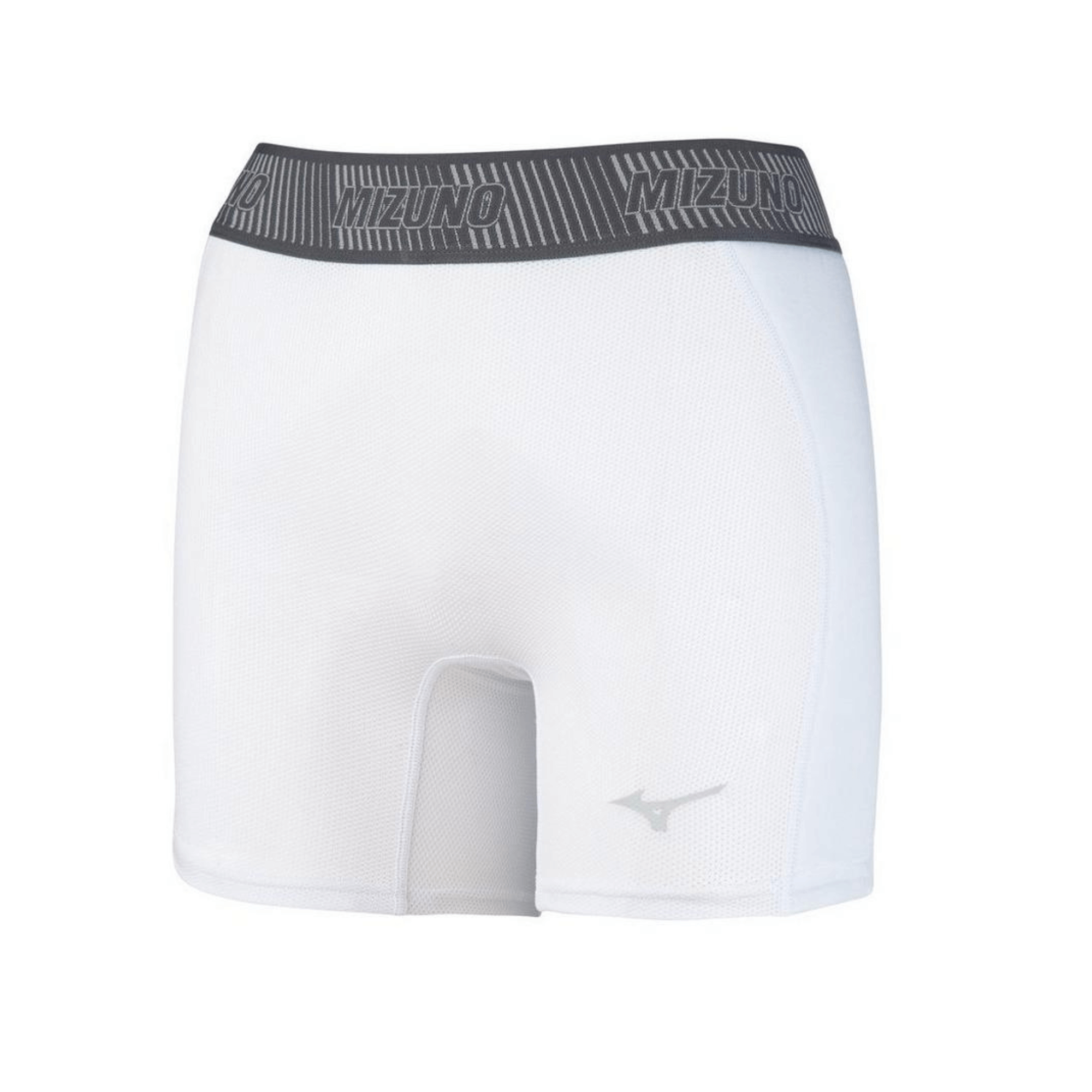 Mizuno youth girl’s Aero Vent padded sliding short in white, featuring moisture-wicking lightweight fabric for comfort and protection.