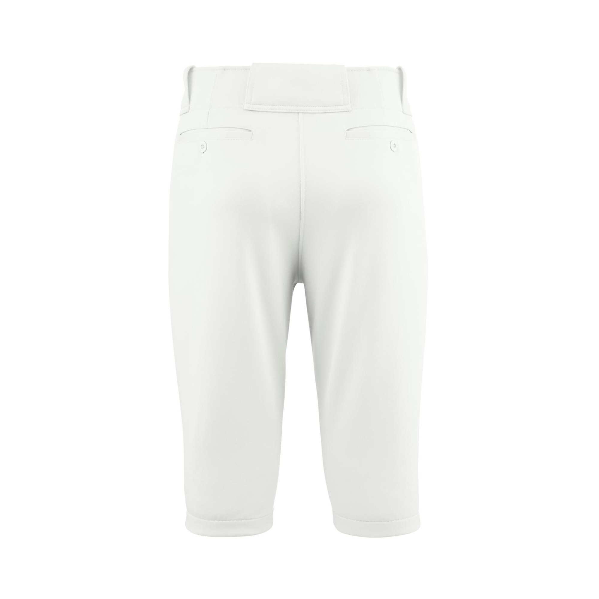 Mizuno Men's Premier Shorty Pant white back view with set-in pockets and elastic bottom