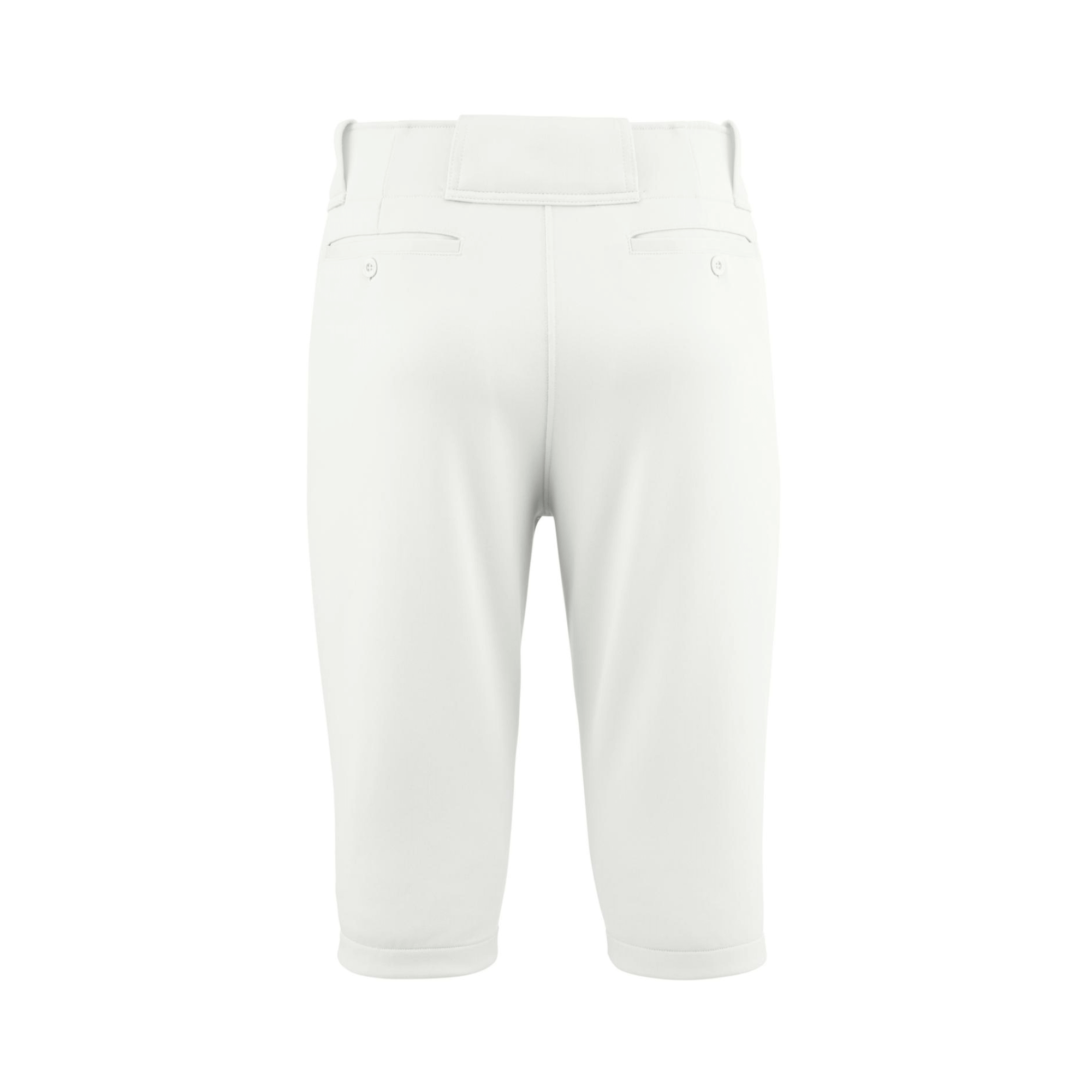 Mizuno Men's Premier Shorty Pant white back view with set-in pockets and elastic bottom