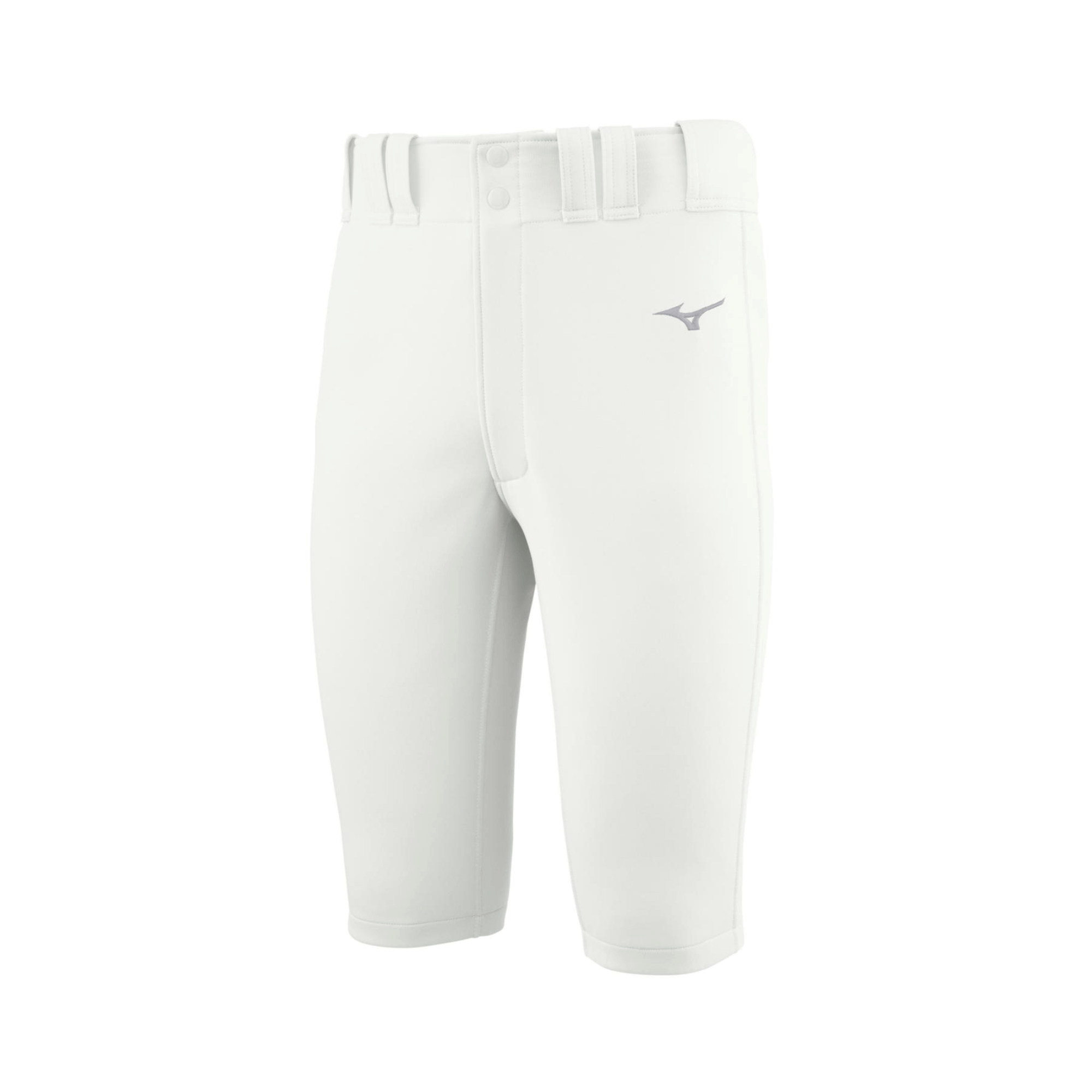 Mizuno Youth Premier Shorty Pant white front view showing athletic cut and fit