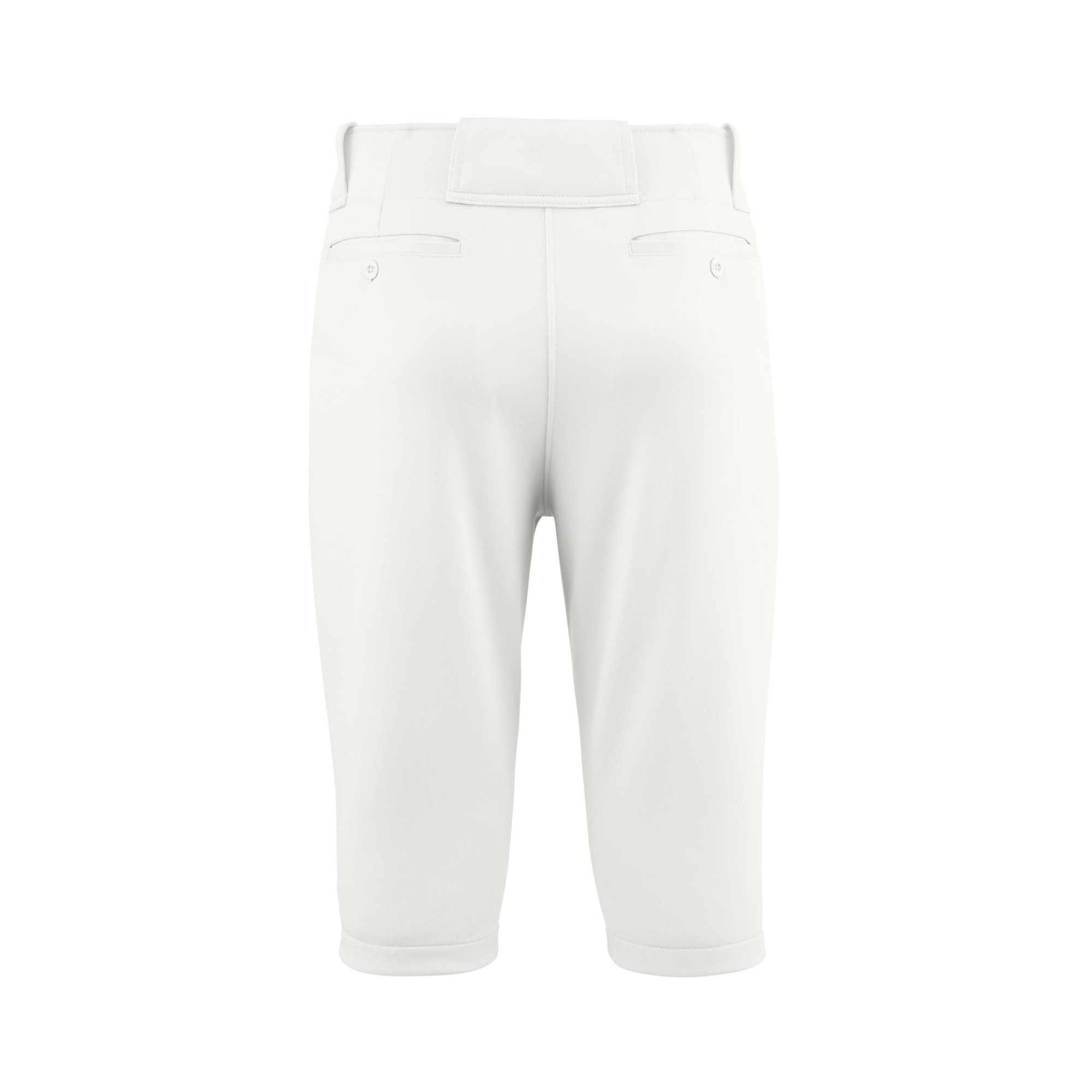 Mizuno Youth Premier Shorty Pant white back view with set-in pockets and elastic bottom