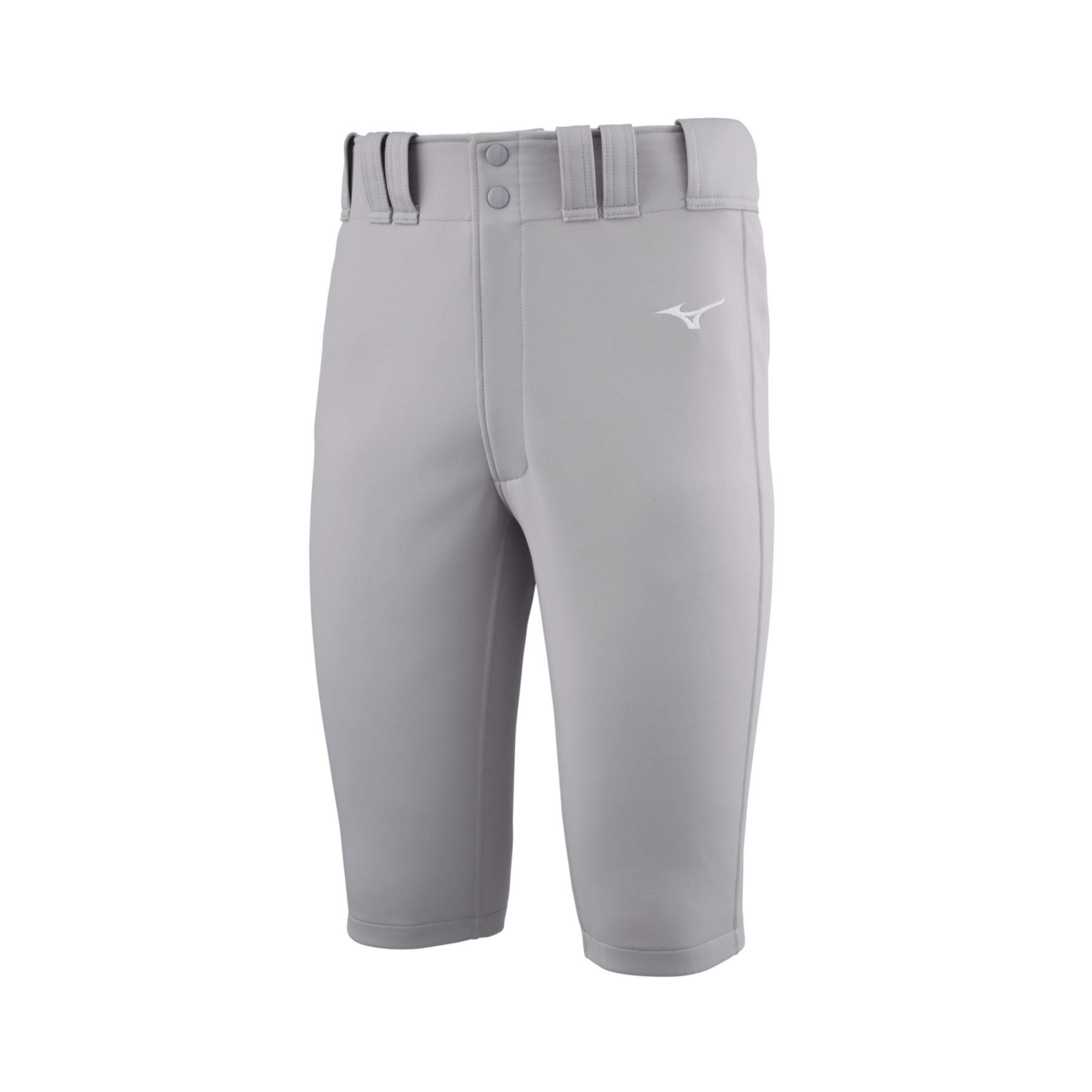 Mizuno Youth Premier Shorty Pant grey front view showing athletic cut and fit
