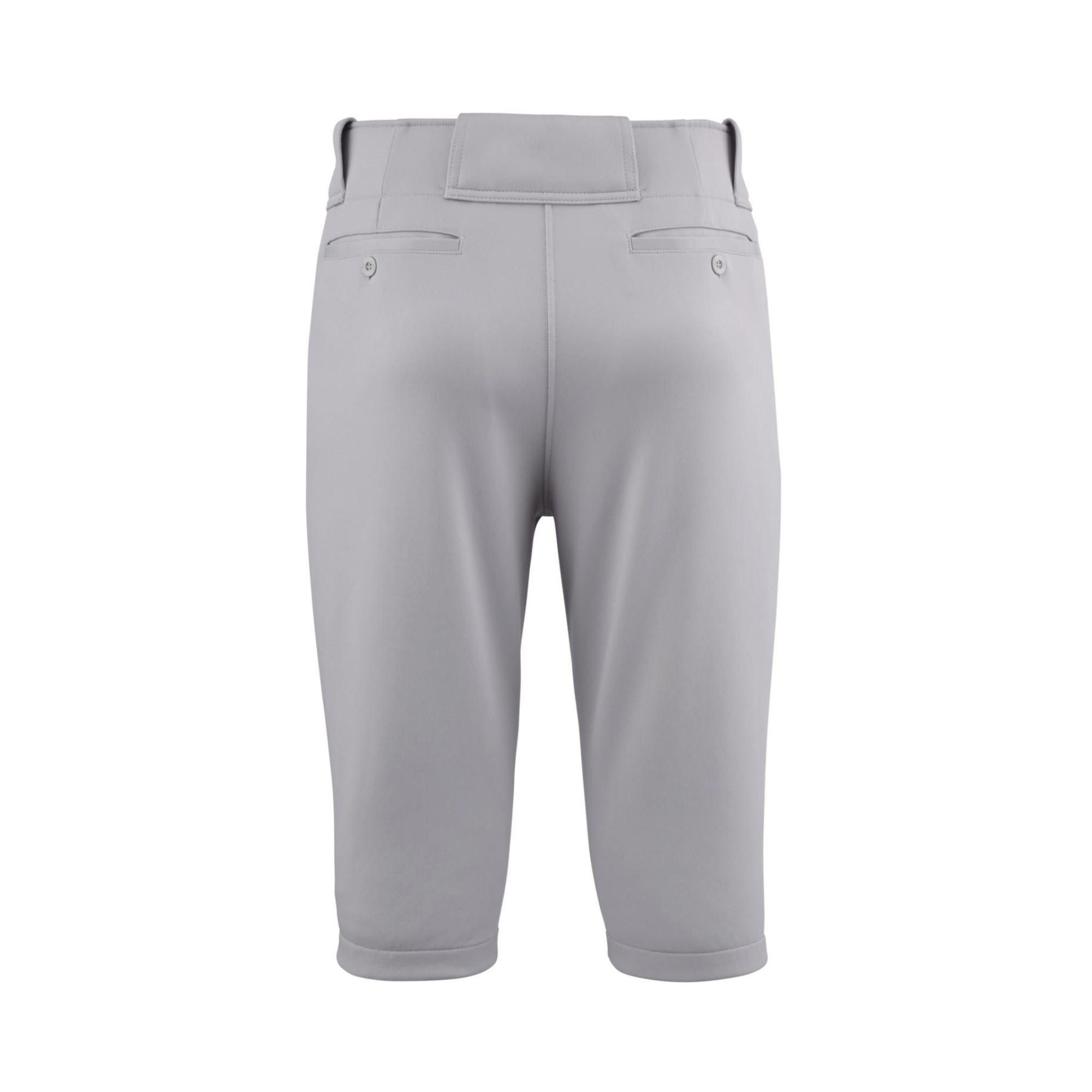 Mizuno Youth Premier Shorty Pant grey back view with set-in pockets and elastic bottom