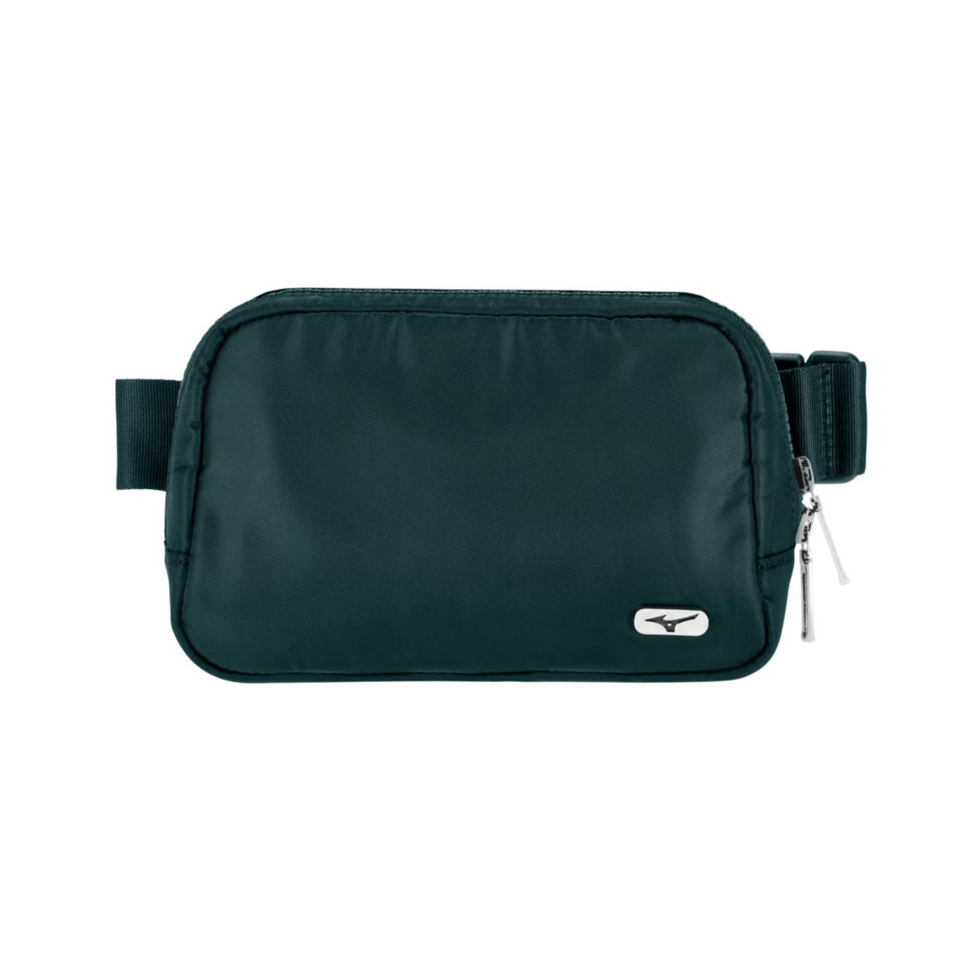Mizuno Runbird Belt Bag in Ponderosa Pine color, featuring a zippered valuables compartment and adjustable strap.