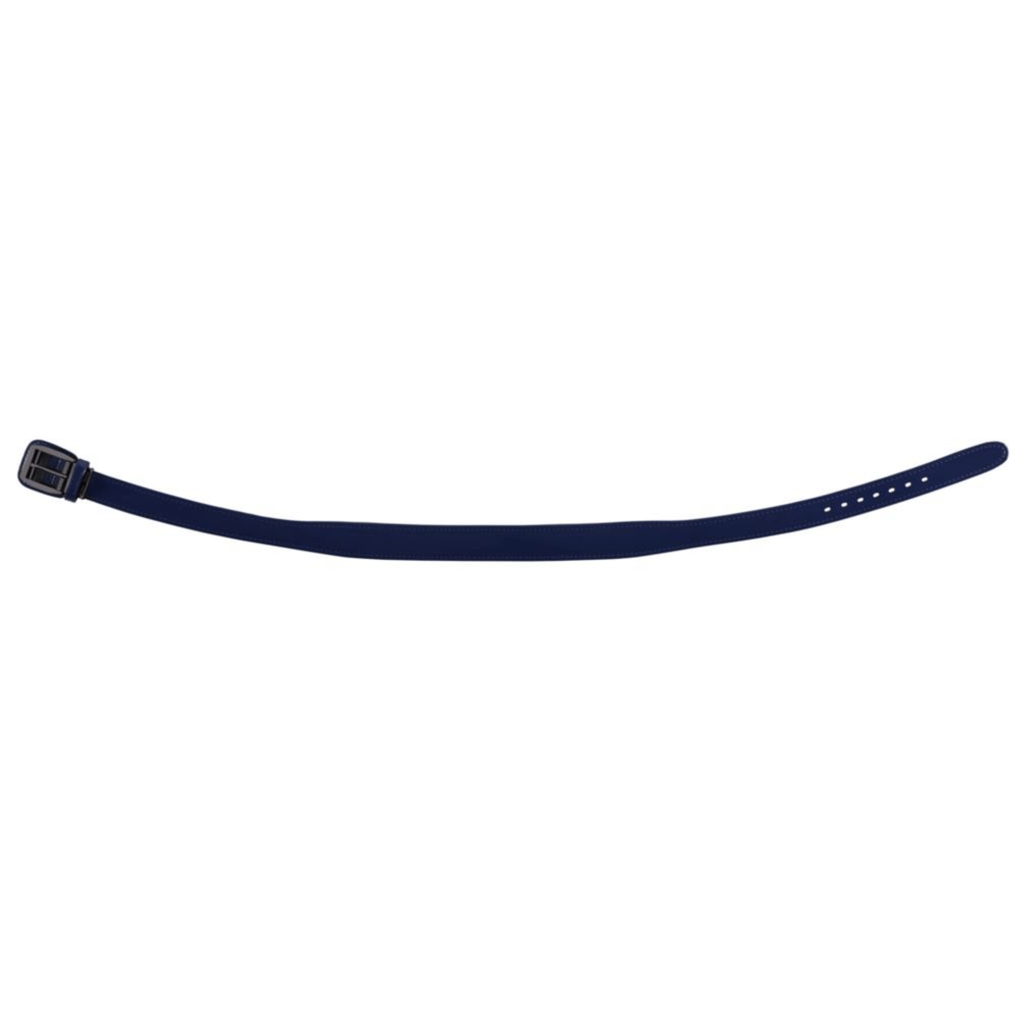 Mizuno Power Belt side view showing black strap with buckle and adjustment holes.
