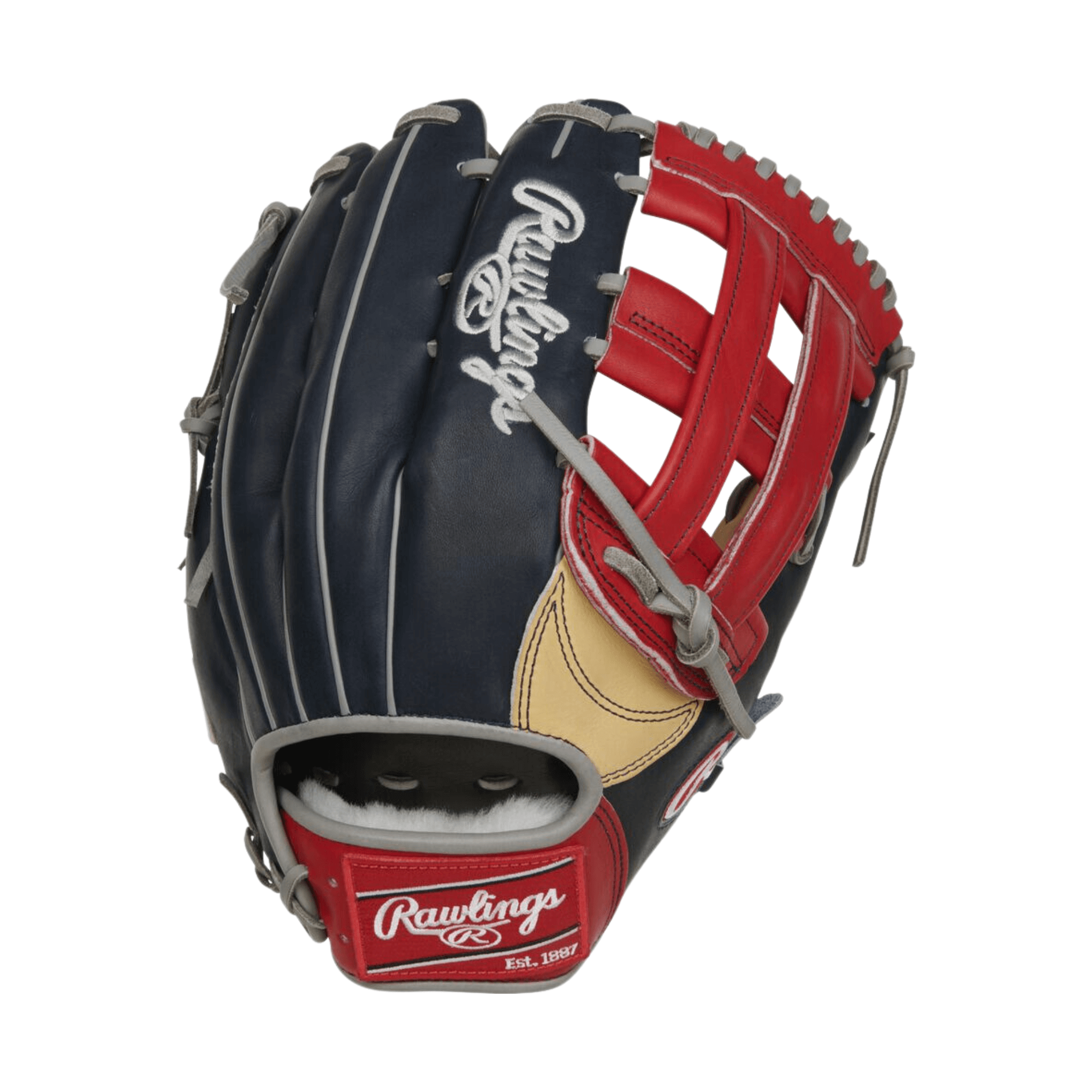Rawlings Pro Preferred Baseball Glove R. Acuna Jr. 12.75" red and black colorway for outfield play.