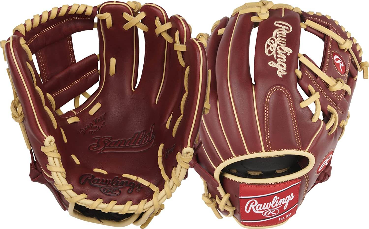 Rawlings Sandlot Series 11.5" RHT baseball glove featuring vintage design and Zero Shock palm pad for protection.