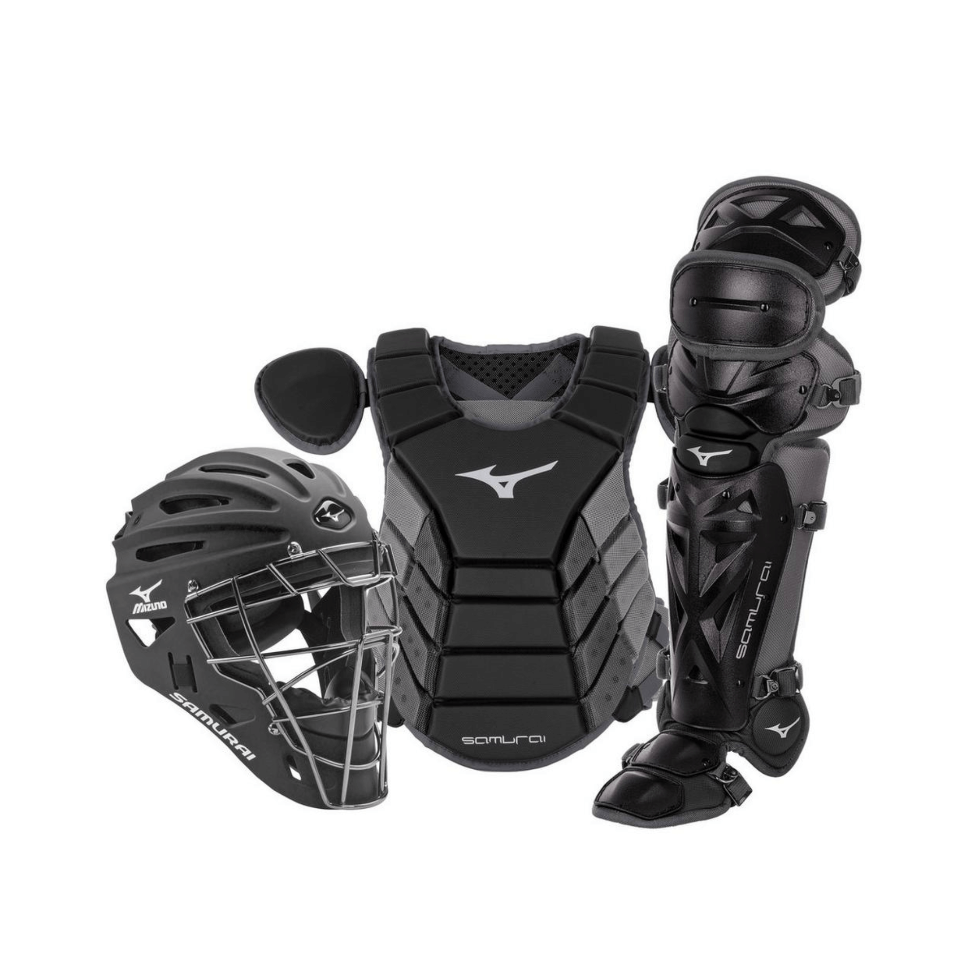 Mizuno Samurai Youth Catcher's Gear Set Helmet, Chest Protector, and Shin Guards