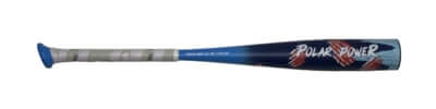 Dove Tail Bats Polar Power Metal Bat USSSA -10 with ProXR knob, featuring a red/white/blue design and blue grip.
