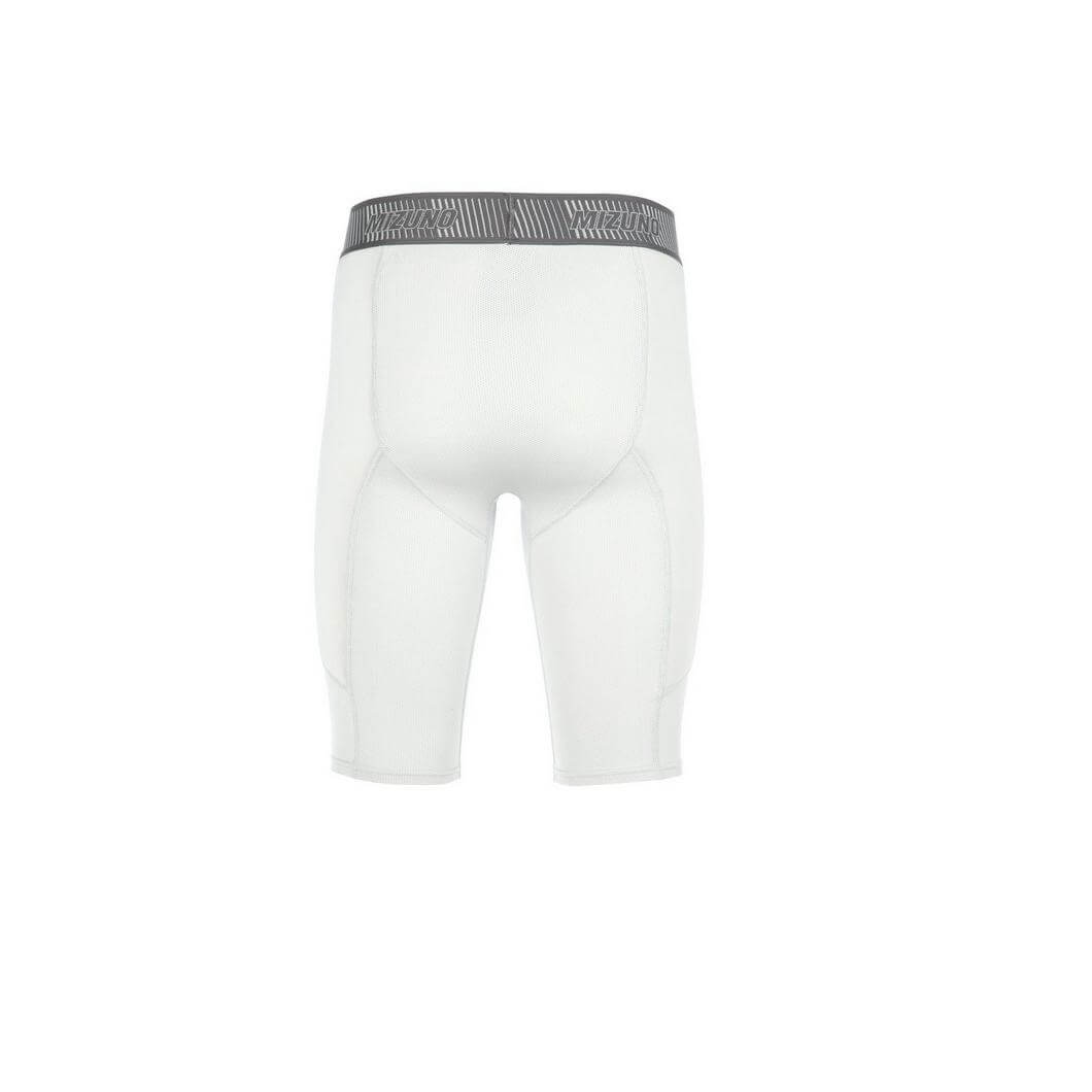 Mizuno Youth Aero Vent Padded Sliding Shorts in White, showcasing back view with Aero mesh for breathability and comfort.