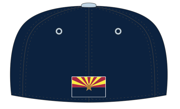 Back view of Trosky Arizona on-field cap showcasing the Arizona flag design and durable construction.