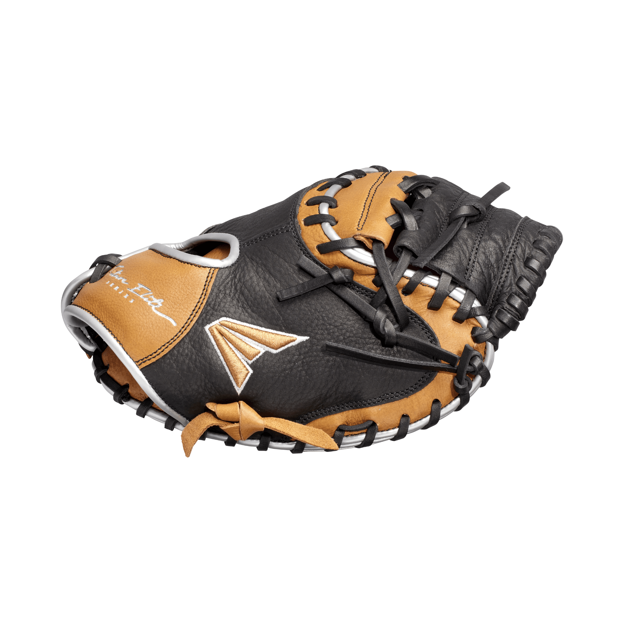 Easton Future Elite 32" catcher's mitt baseball glove in black and tan, designed for youth players.