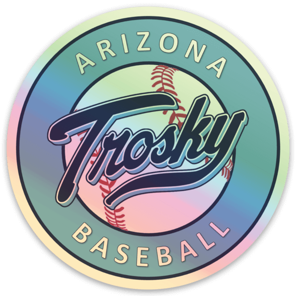 Trosky Arizona holographic sticker featuring baseball design, perfect for showcasing your pride and style.