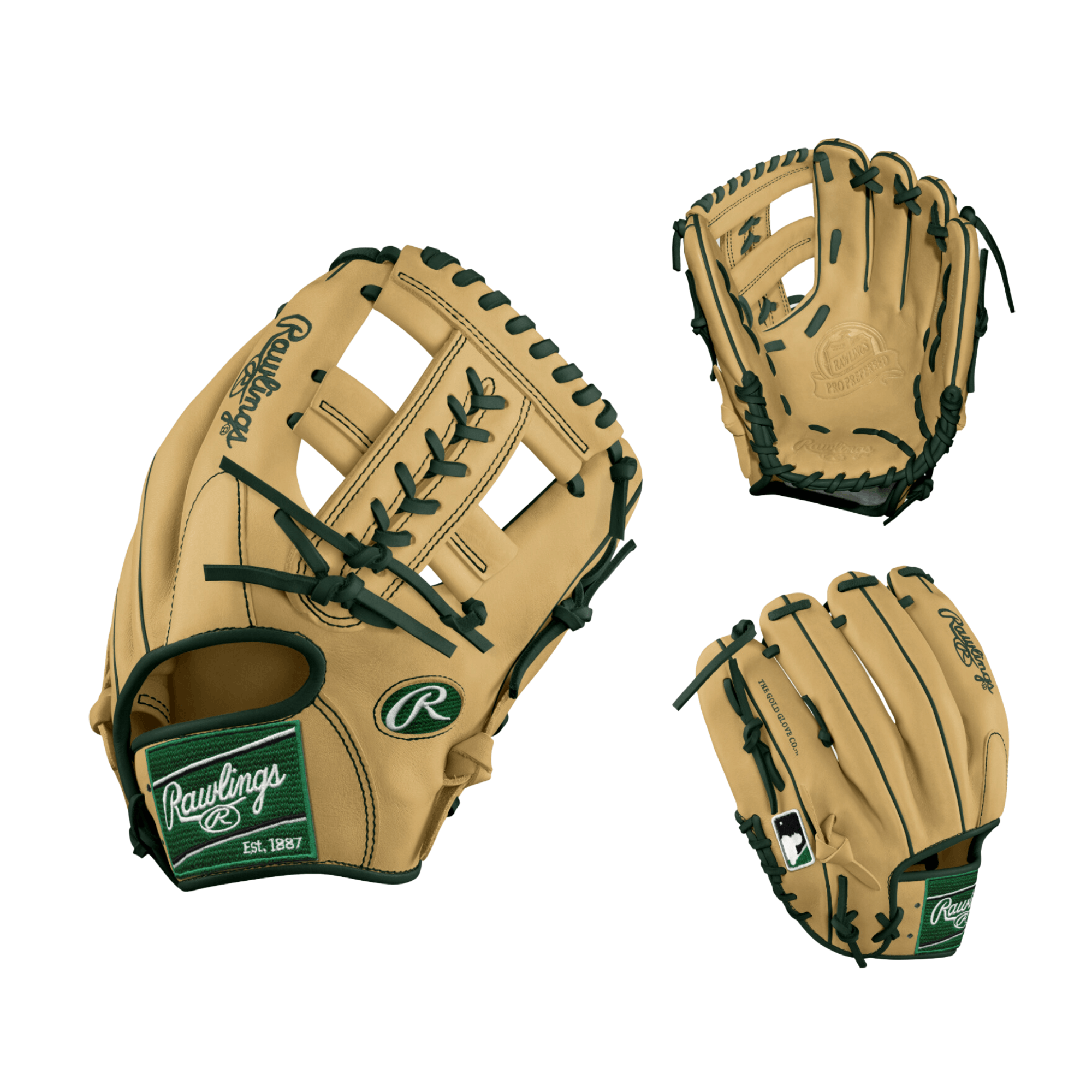 Rawlings Custom Pro Preferred 11 1/2 Camel/ Dark Green INF Glove