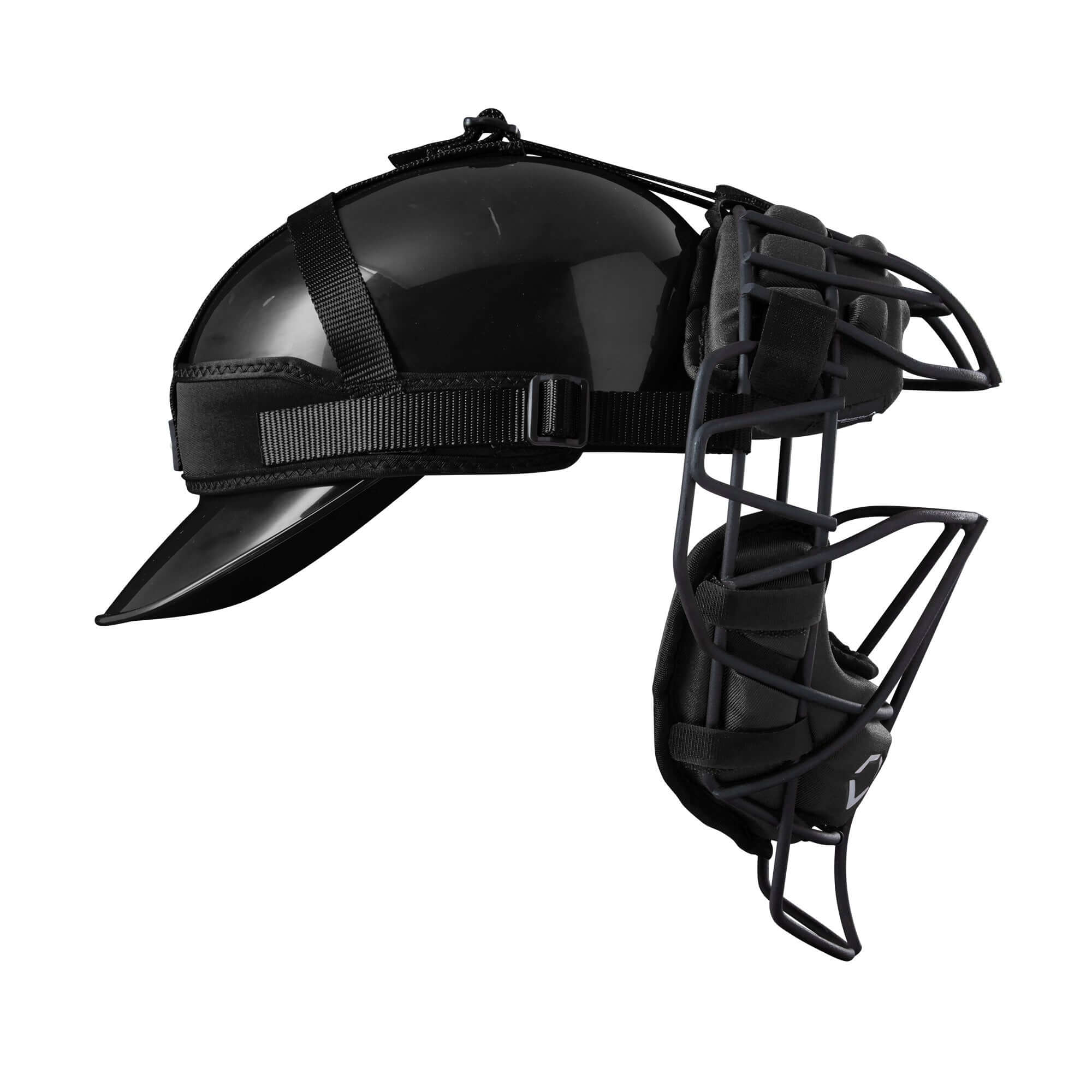 Evoshield Pro-SRZ Catcher's Face Mask in black, featuring a protective steel frame and adjustable harness for comfort.