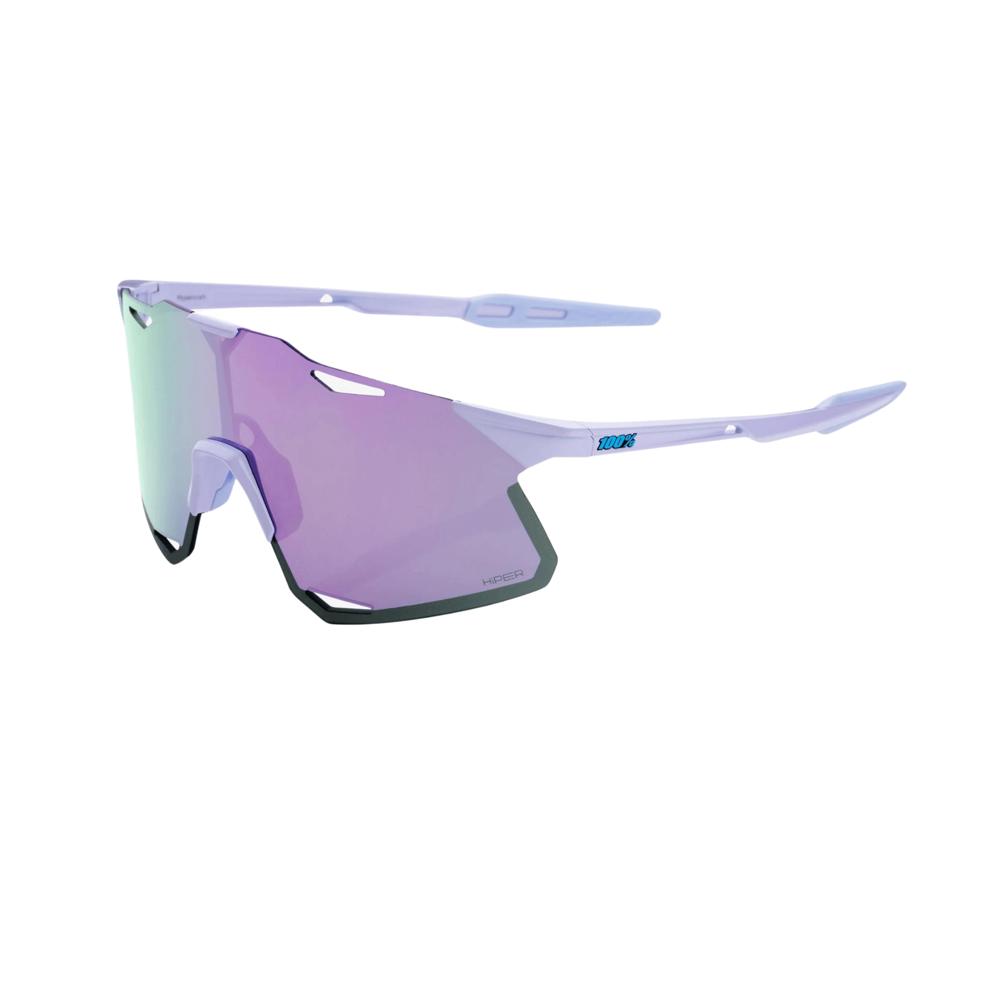 100% Hypercraft sunglasses with polished lavender frame and HiPER lavender mirror lens